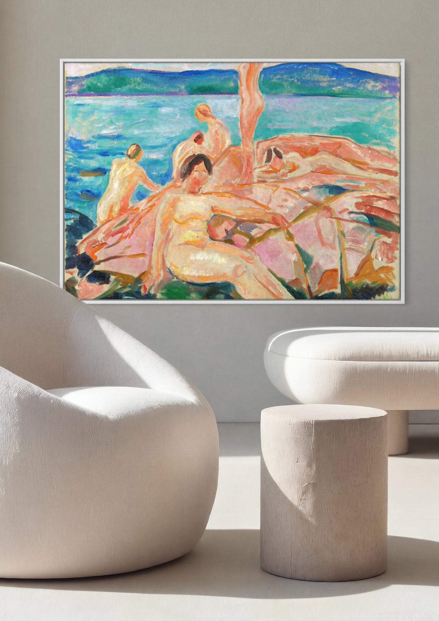 Quadro Decorativo Banho de Sol - Edvard Munch em ambiente decorado
