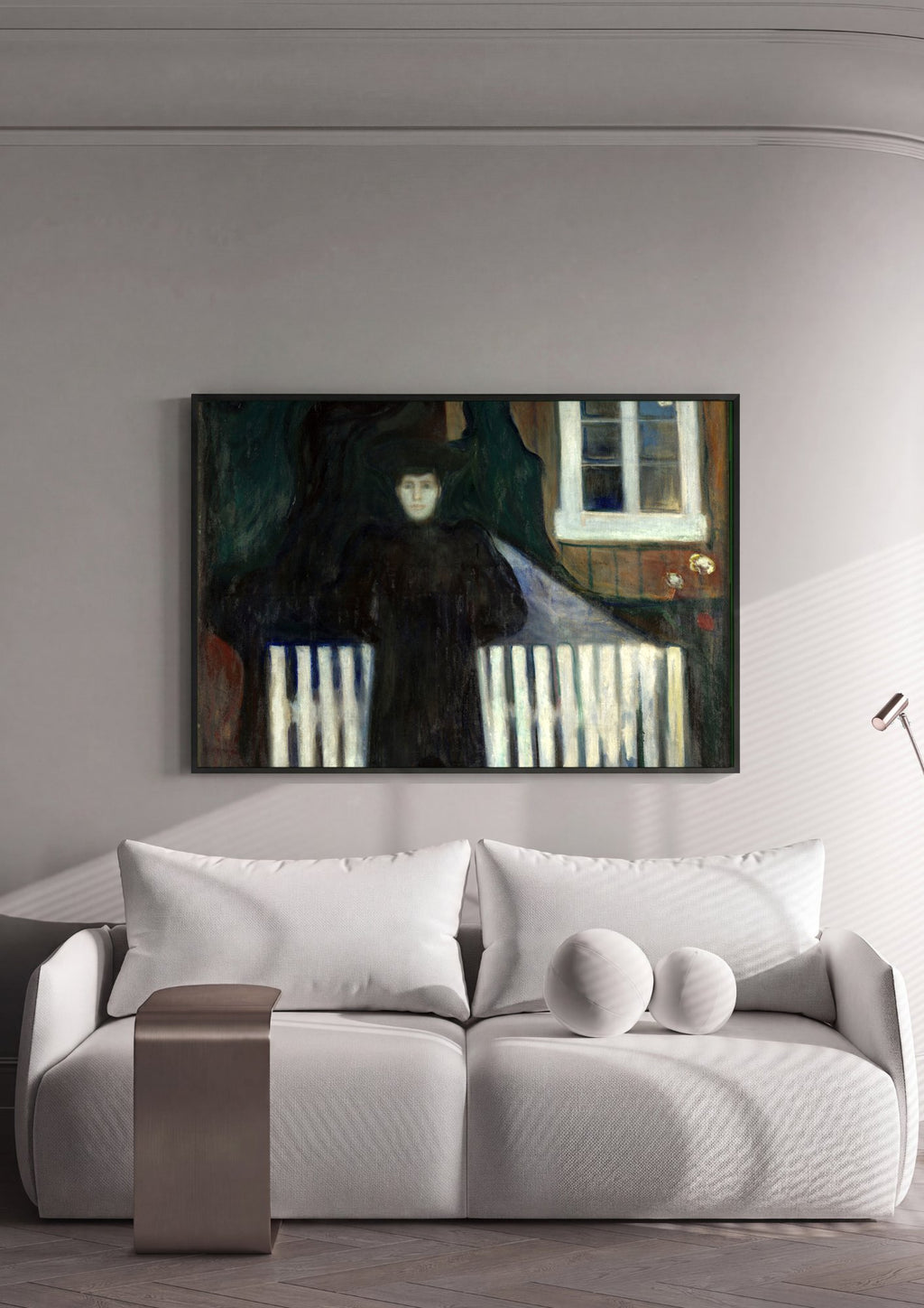 Quadro Decorativo A Dama Negra - Edvard Munch em ambiente decorado