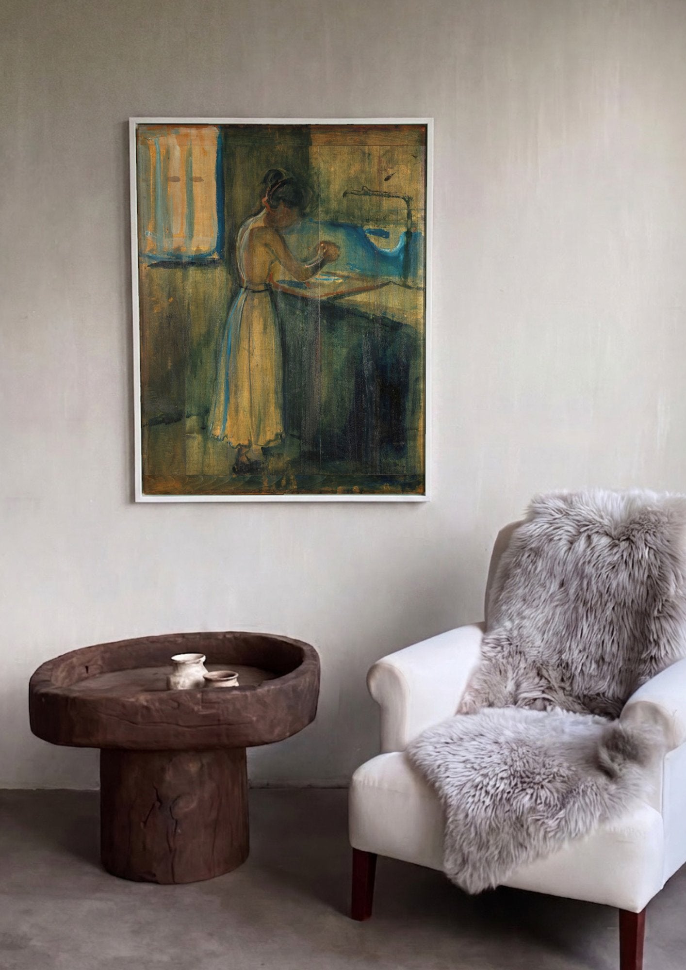 Quadro Decorativo A Lavadeira - Edvard Munch em ambiente decorado