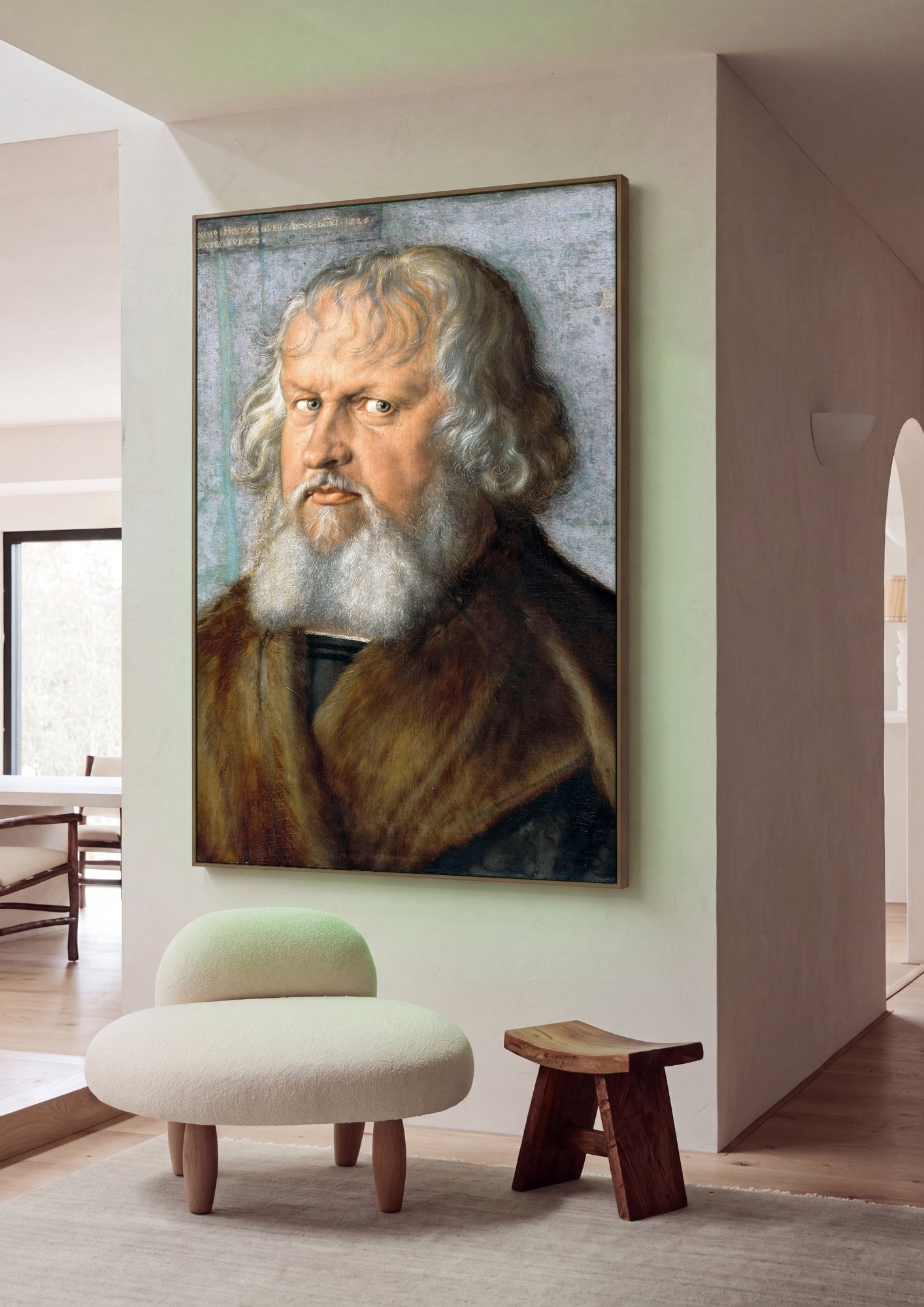 Quadro Decorativo Retrato de Hieronymus Holzschuher - Dürer em ambiente decorado