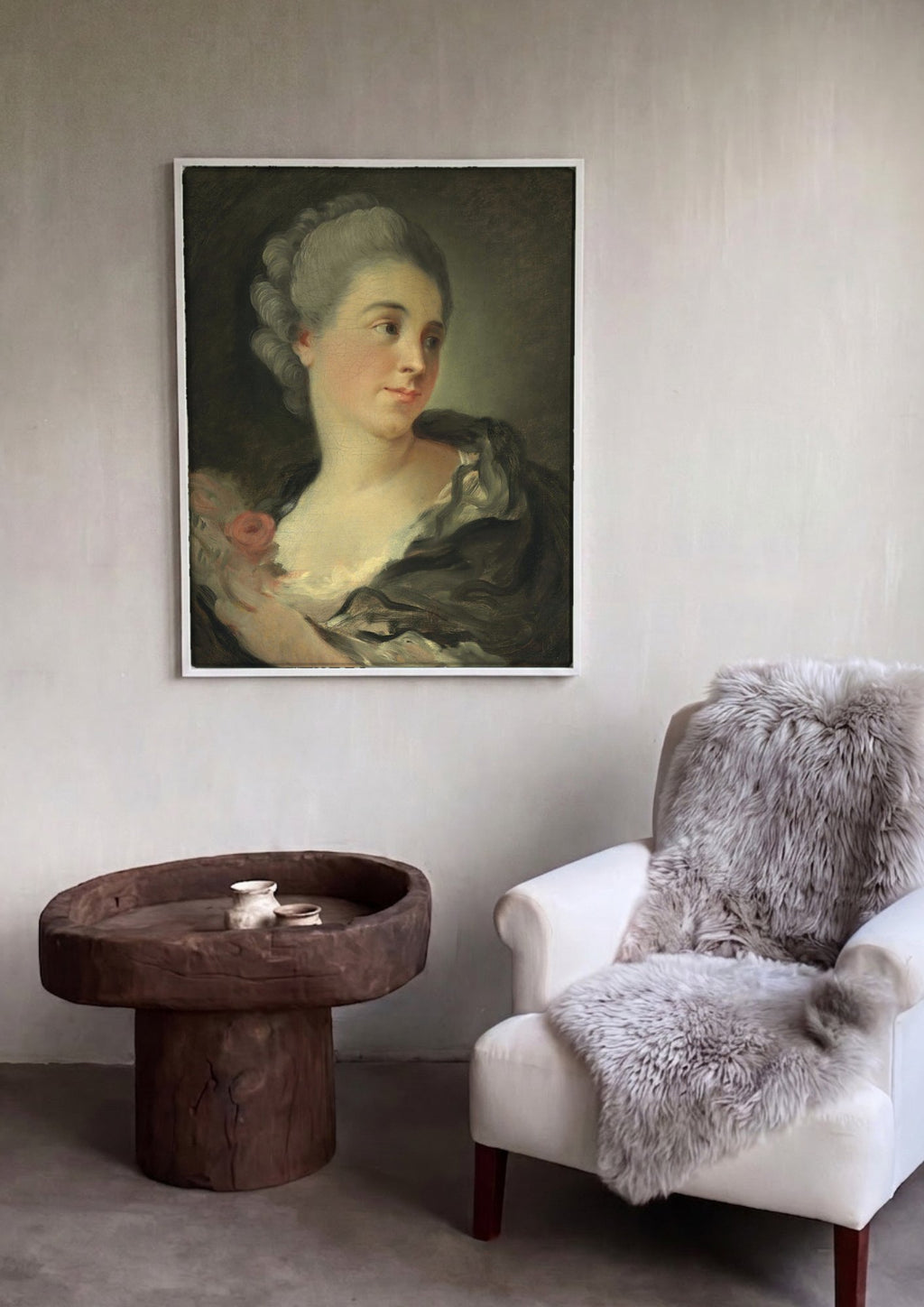 Quadro Decorativo Retrato de Dama - Fragonard | quadro emoldurado na parede