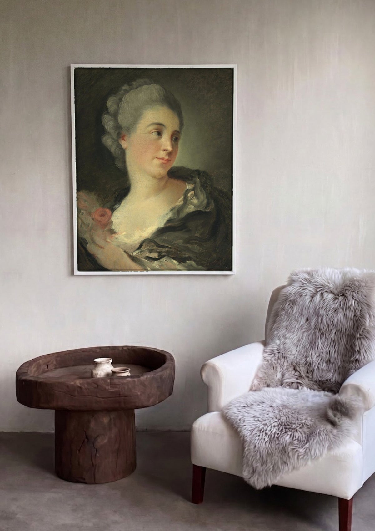 Quadro Decorativo Retrato de Dama - Fragonard | quadro emoldurado na parede