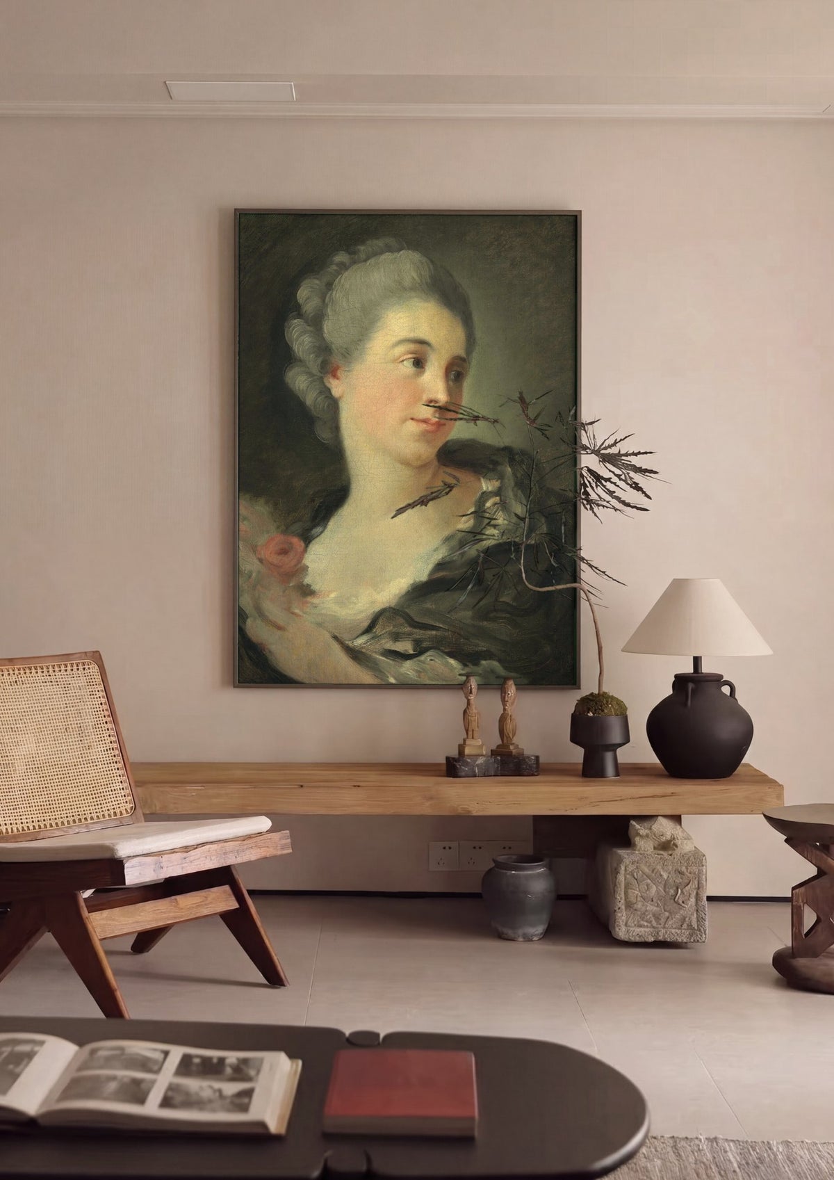Quadro Decorativo Retrato de Dama - Fragonard | quadro emoldurado na parede
