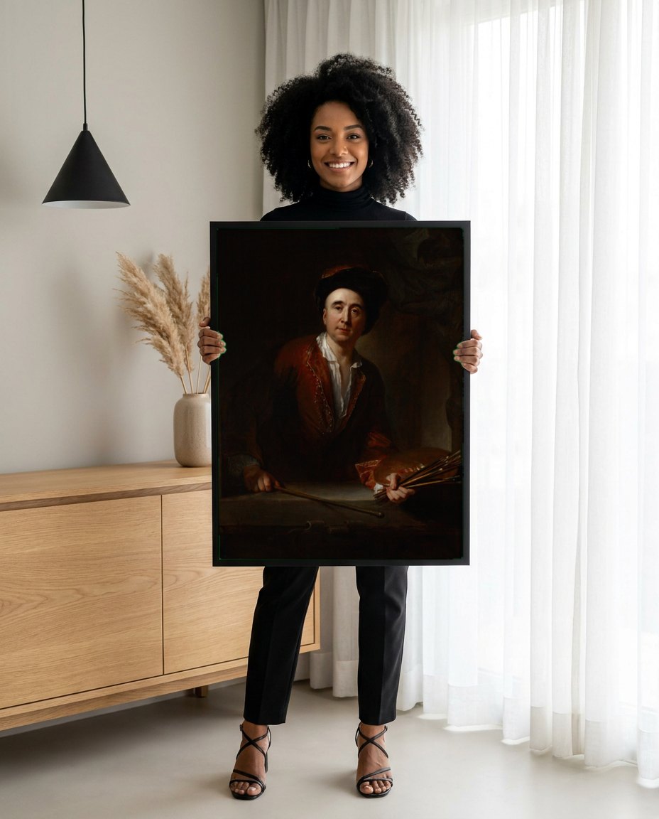 Quadro Decorativo Autorretrato - Jean François de Troy | modelo apresentando o quadro emoldurado