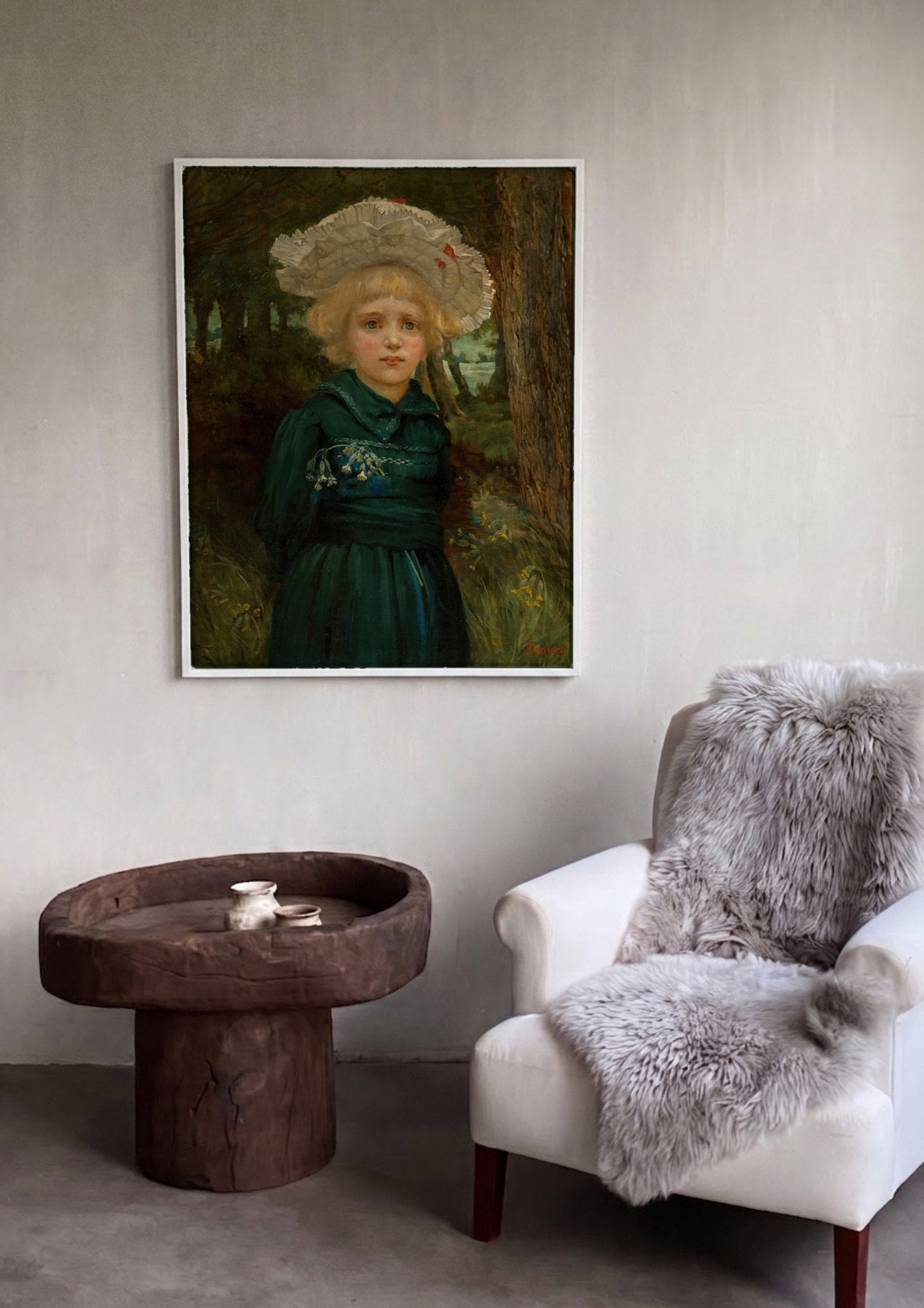 Quadro Decorativo A Menina do Chapéu - Hans Thoma | quadro emoldurado na parede