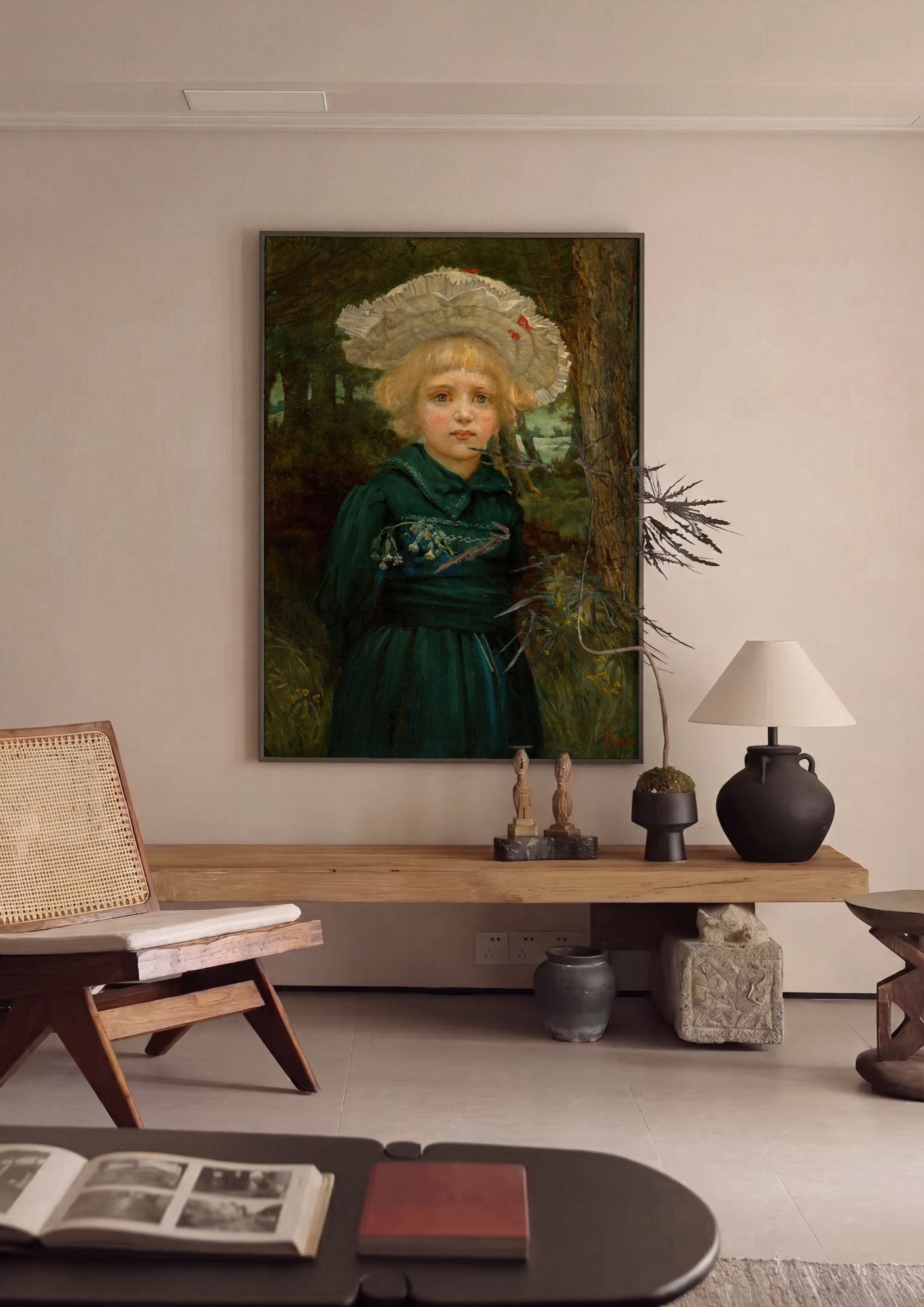 Quadro Decorativo A Menina do Chapéu - Hans Thoma | quadro emoldurado na parede