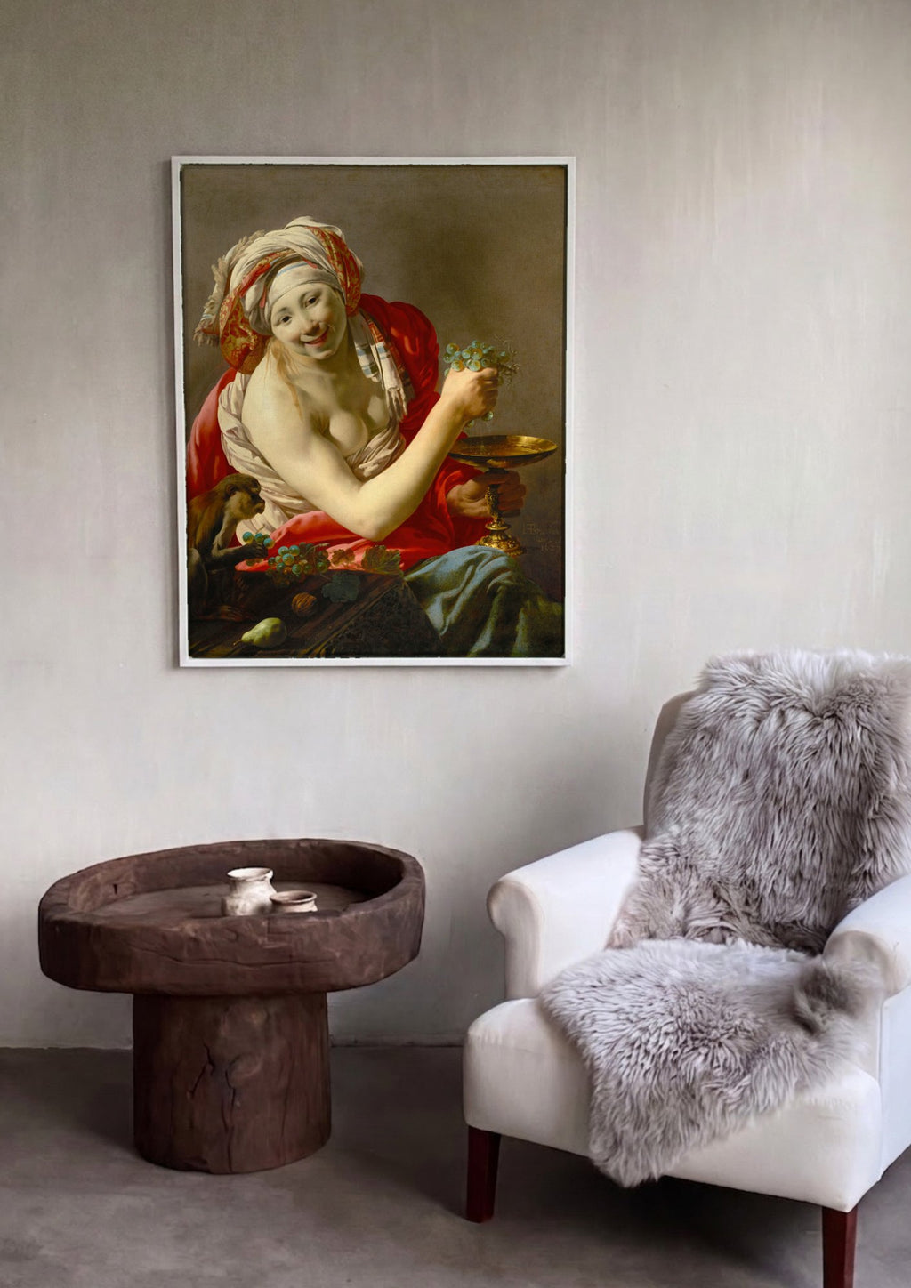 Quadro Decorativo A Jovem e o Macaco - Hendrick ter Brugghen | quadro emoldurado na parede