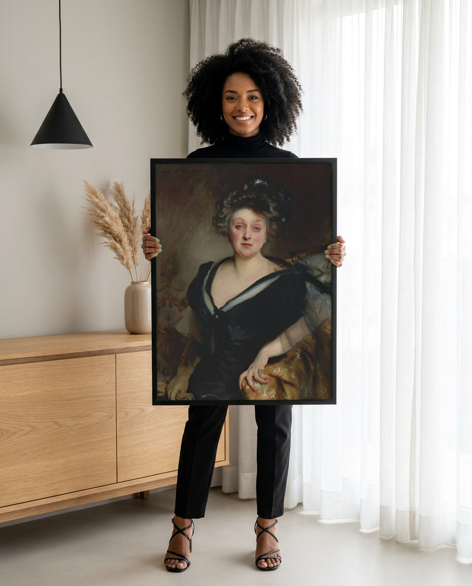 Quadro Decorativo Retrato de Mulher - John Singer Sargent | modelo apresentando o quadro emoldurado
