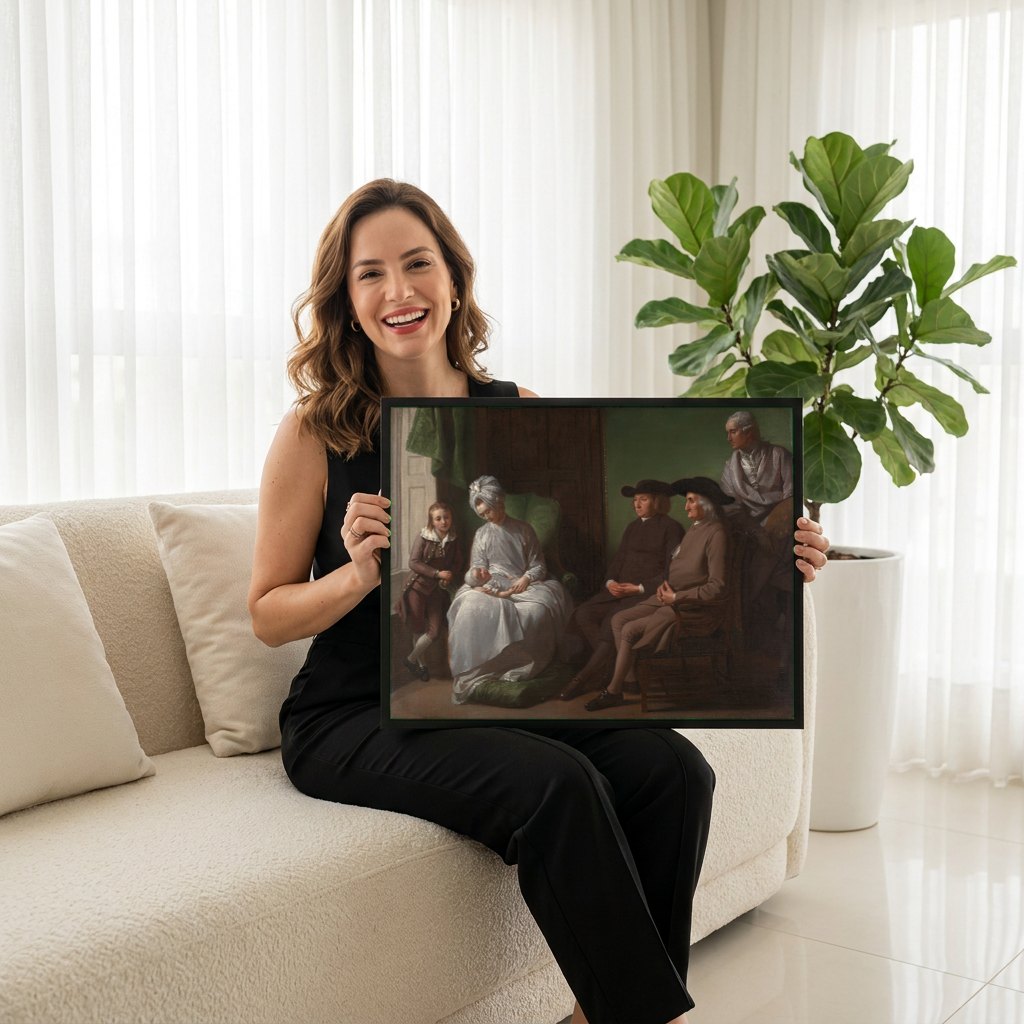 Quadro Decorativo A Família de Benjamin West - Benjamin West | modelo apresentando o quadro emoldurado