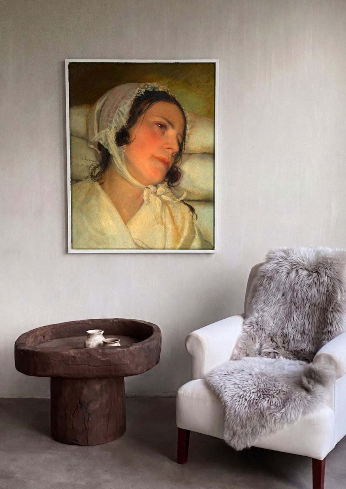 Quadro Decorativo 'A Doente' - Friedrich von Amerling | quadro emoldurado na parede