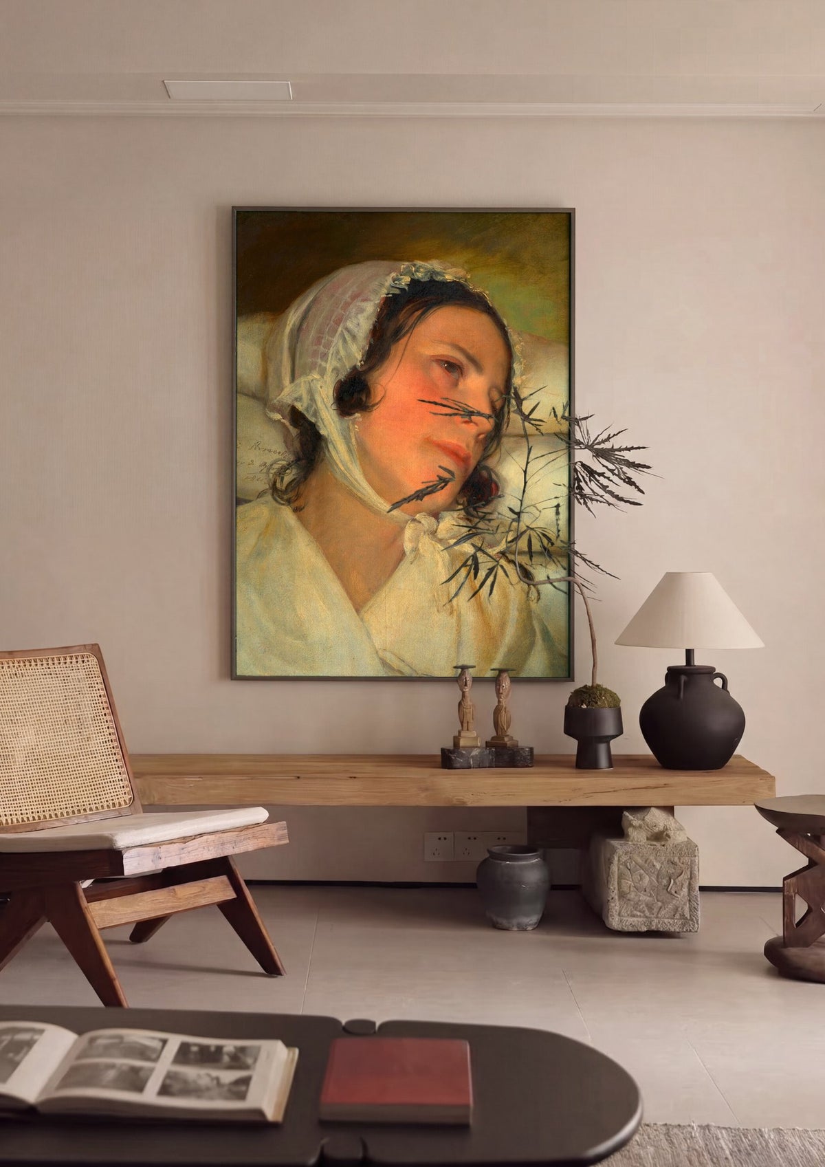 Quadro Decorativo 'A Doente' - Friedrich von Amerling | quadro emoldurado na parede