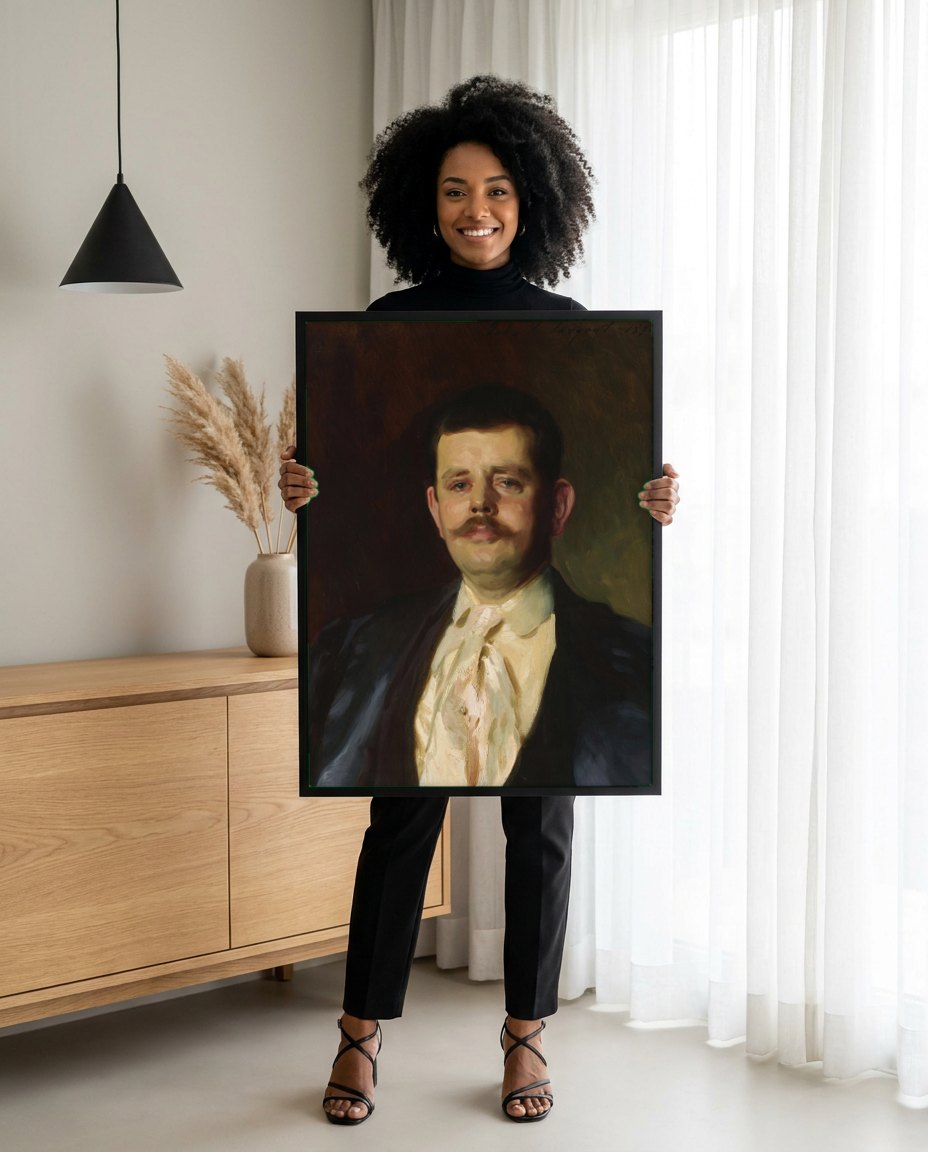 Quadro Decorativo Retrato Masculino - John Singer Sargent | modelo apresentando o quadro emoldurado