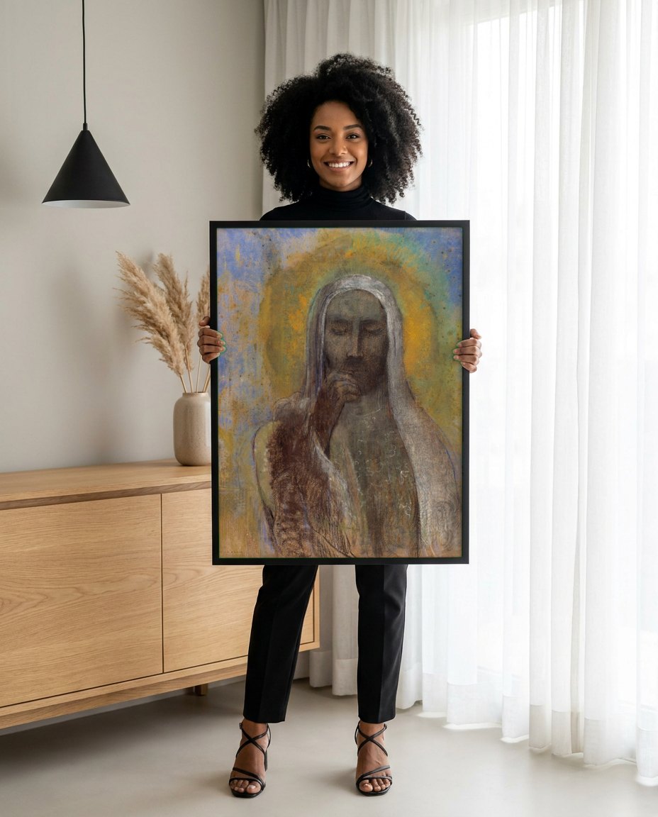 Quadro Decorativo Cristo de Odilon Redon - Odilon Redon | modelo apresentando o quadro emoldurado