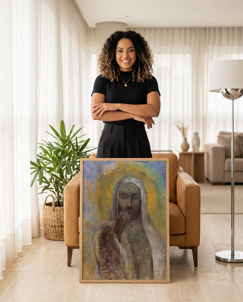 Quadro Decorativo Cristo de Odilon Redon - Odilon Redon | modelo apresentando o quadro emoldurado