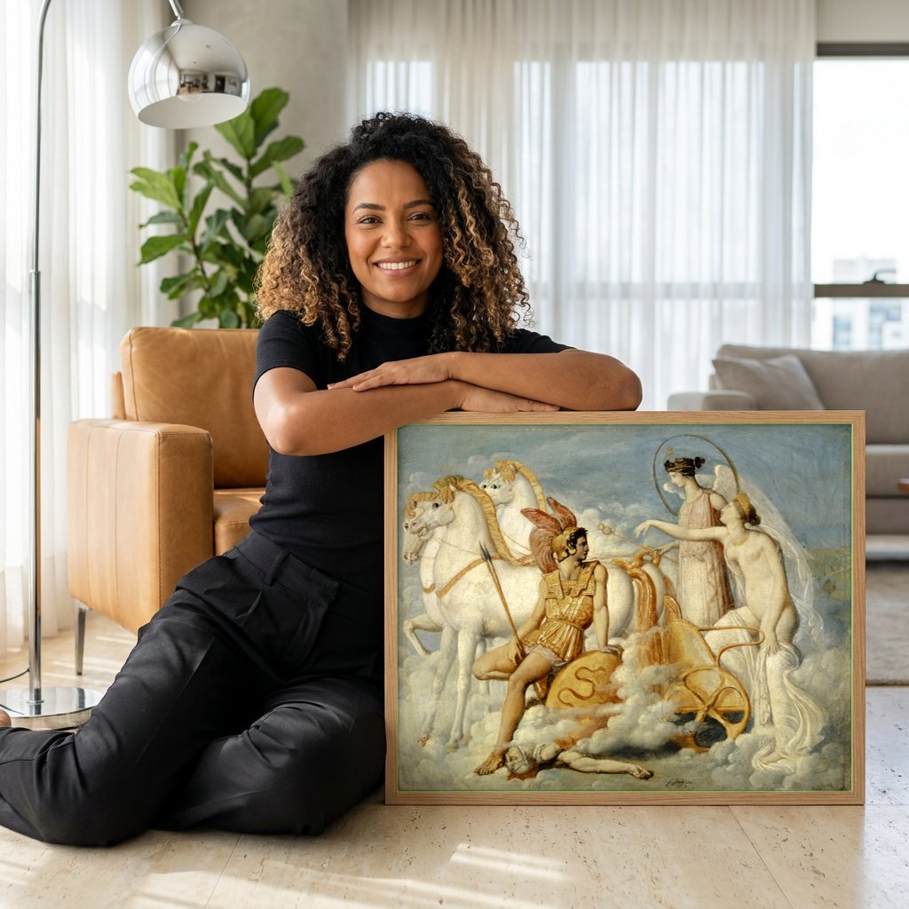 Quadro Decorativo A Cólera de Aquiles - Ingres | modelo apresentando o quadro emoldurado