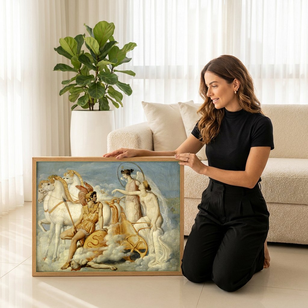 Quadro Decorativo A Cólera de Aquiles - Ingres | modelo apresentando o quadro emoldurado