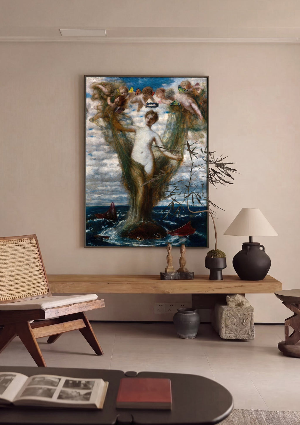 Quadro Decorativo A Chegada de Vênus - Arnold Böcklin | quadro emoldurado na parede