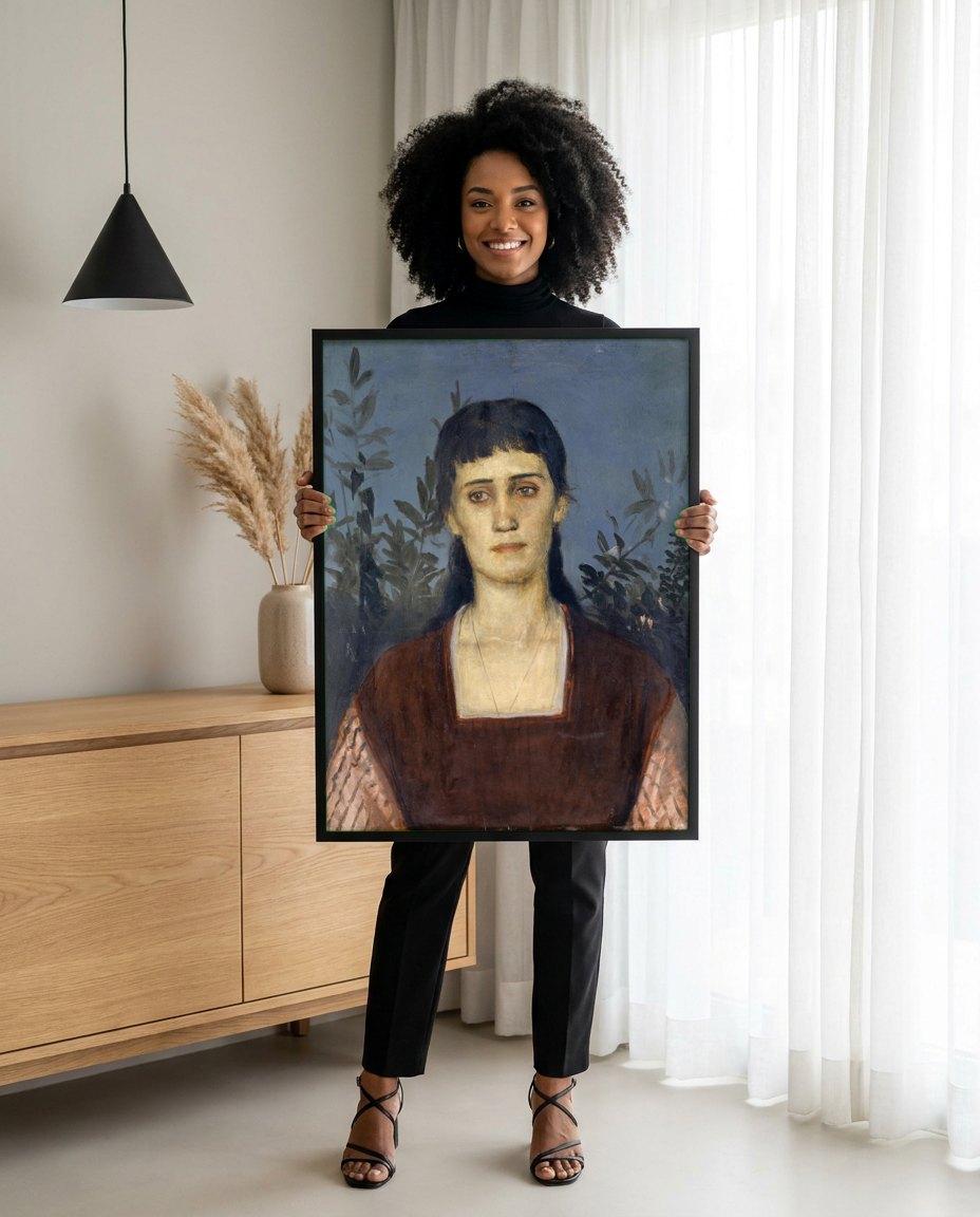 Quadro Decorativo 'A Peste' - Arnold Böcklin | modelo apresentando o quadro emoldurado