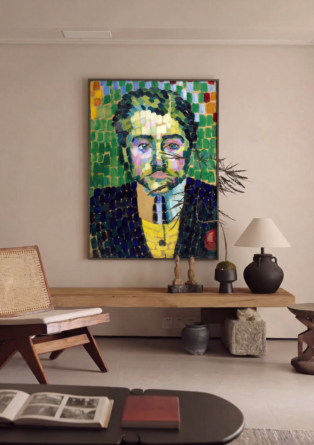 Quadro Decorativo Retrato de Jean Metzinger - Robert Delaunay | quadro emoldurado na parede