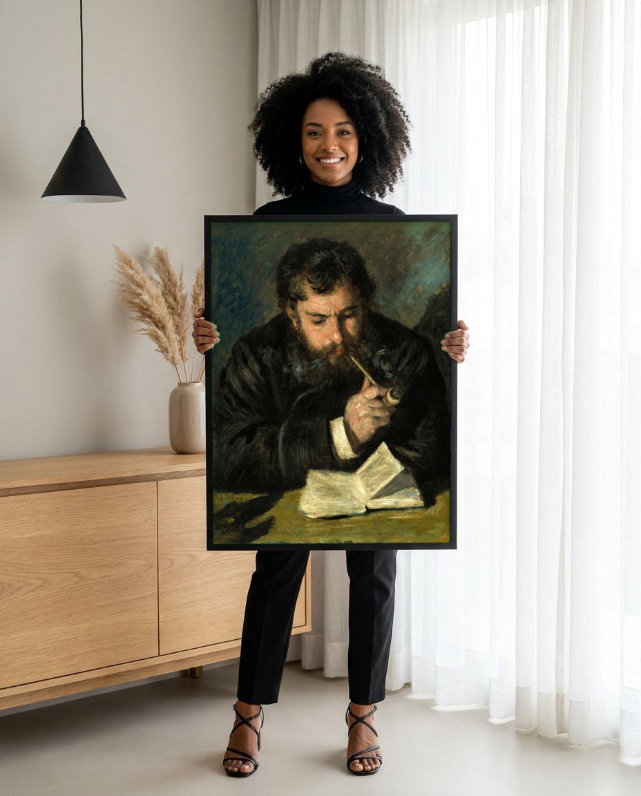 Quadro Decorativo Homem com Cachimbo - Renoir | modelo apresentando o quadro emoldurado