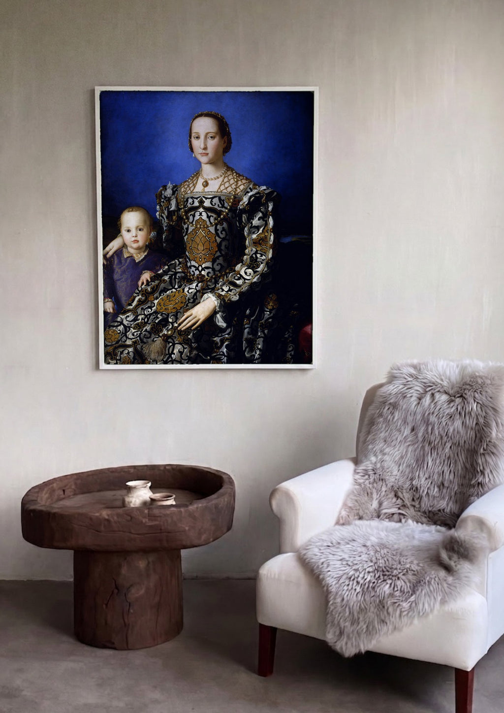 Quadro Decorativo Senhora com Filho - Bronzino | quadro emoldurado na parede