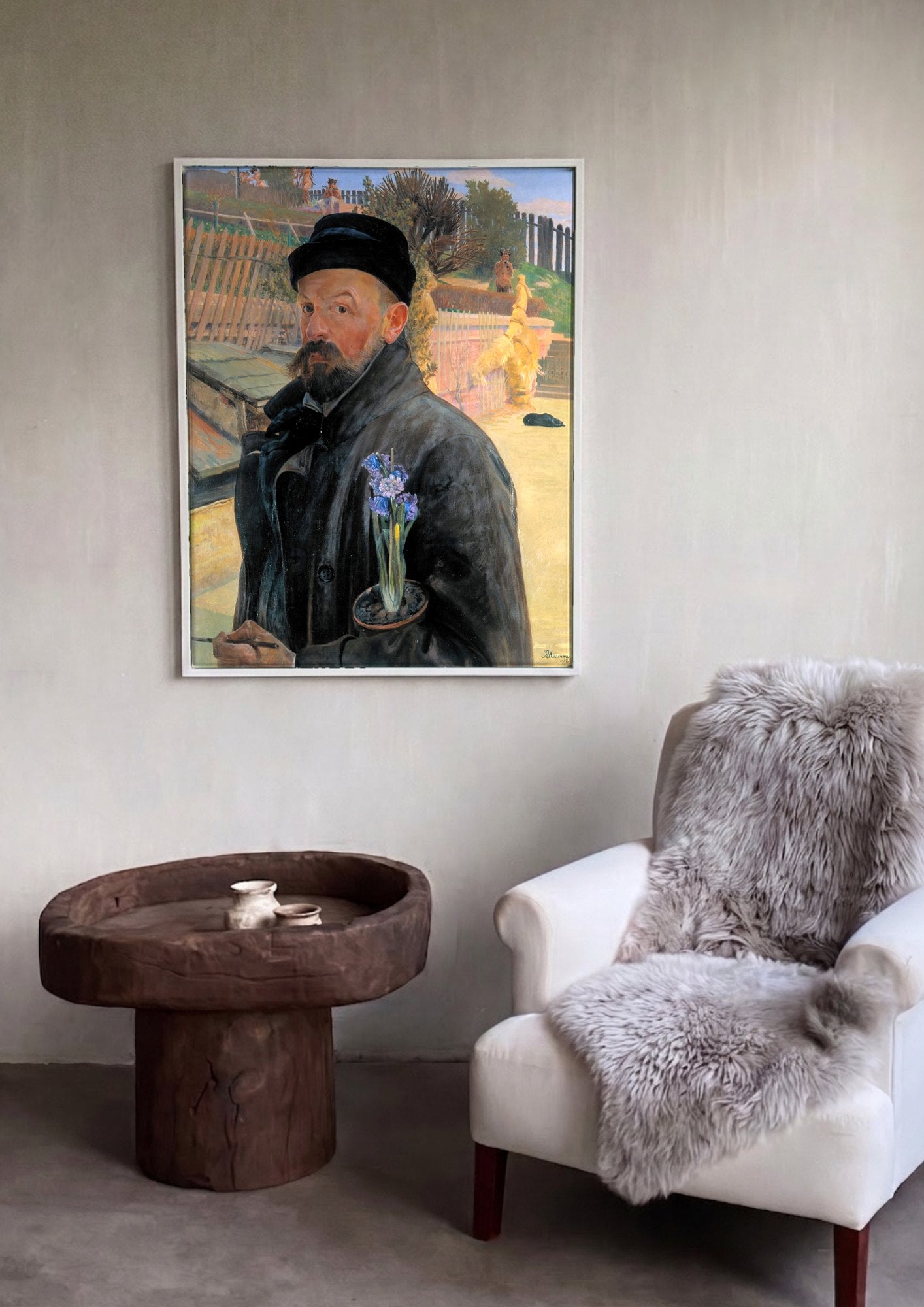 Quadro Decorativo Autorretrato com Jacinto - Jacek Malczewski | quadro emoldurado na parede