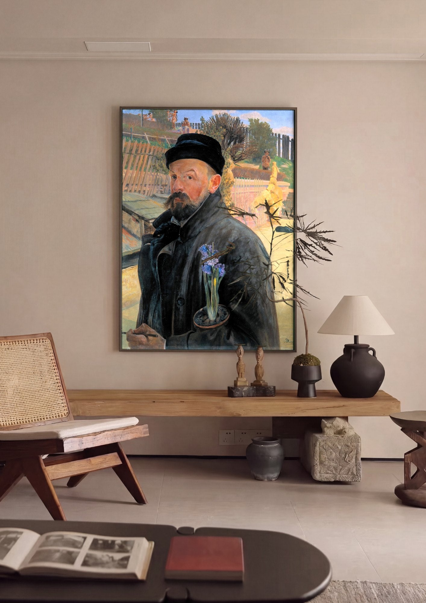 Quadro Decorativo Autorretrato com Jacinto - Jacek Malczewski | quadro emoldurado na parede