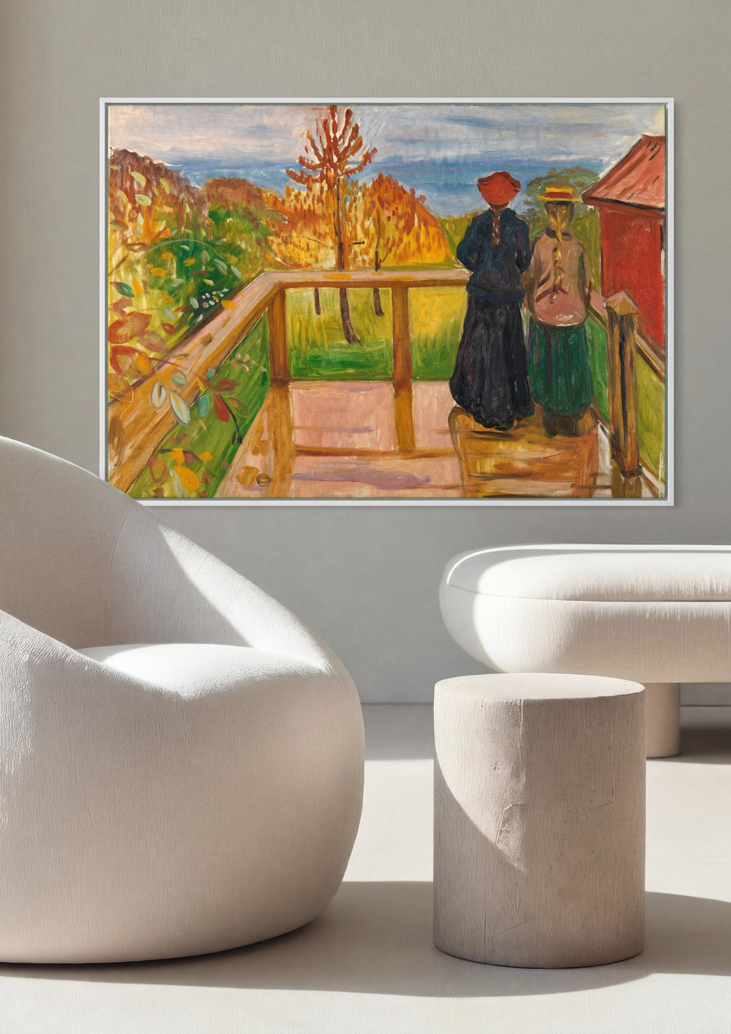 Quadro Decorativo Duas Mulheres na Varanda - Edvard Munch | quadro emoldurado na parede
