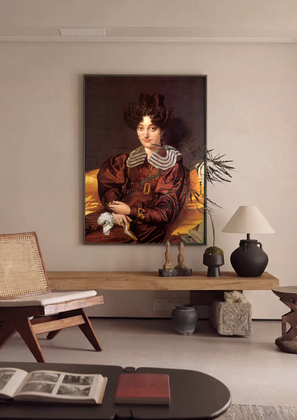 Quadro Decorativo Senhora Rivière - Jean-Auguste Dominique Ingres em ambiente decorado
