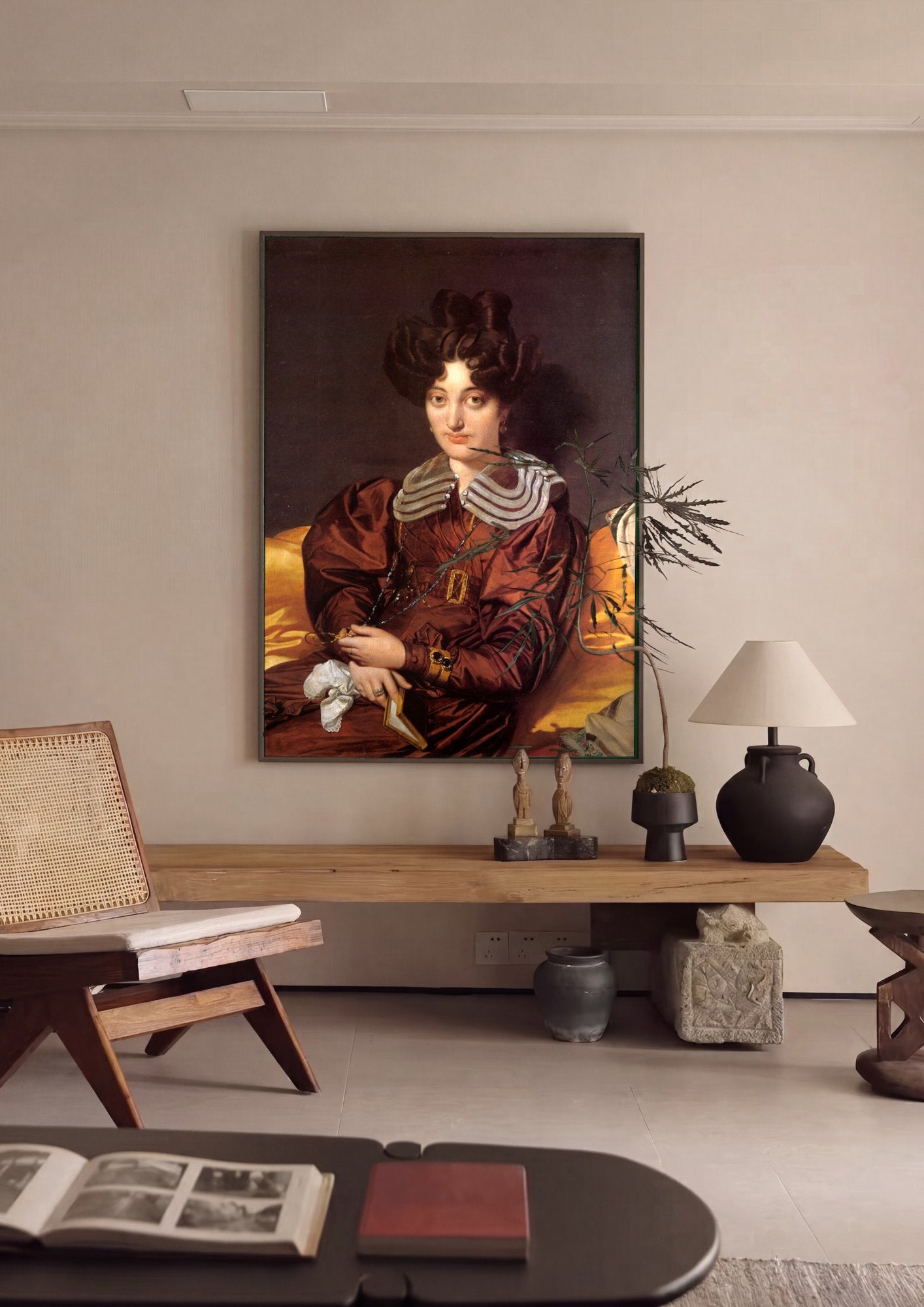 Quadro Decorativo Senhora Rivière - Jean-Auguste Dominique Ingres em ambiente decorado