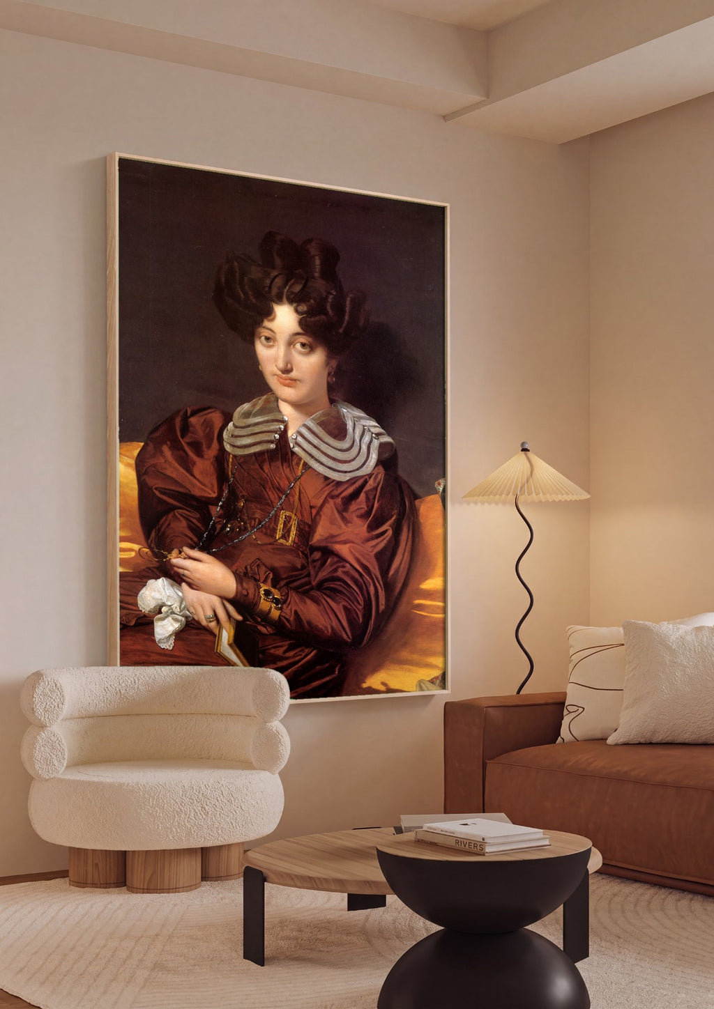 Quadro Decorativo Senhora Rivière - Jean-Auguste Dominique Ingres em ambiente decorado