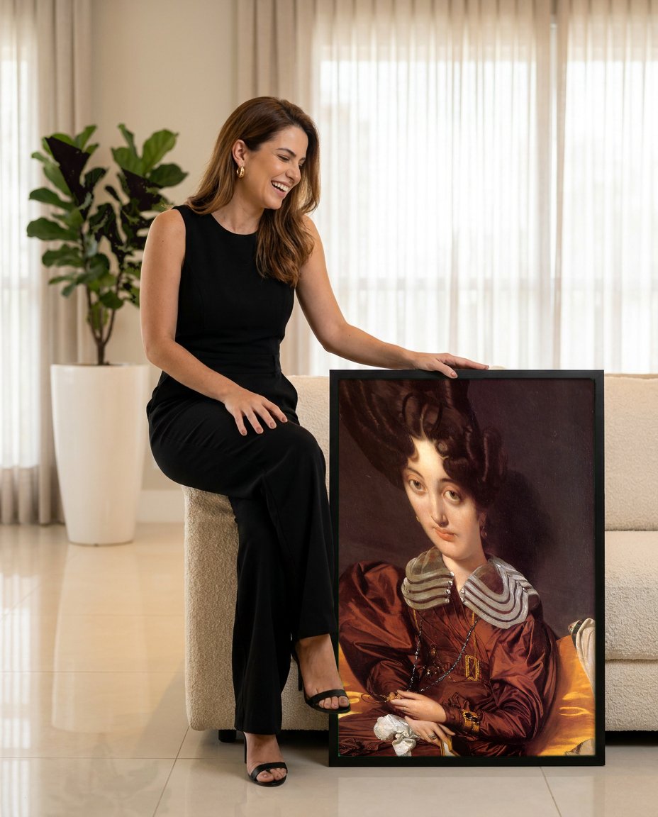 Quadro Decorativo Senhora Rivière - Jean-Auguste Dominique Ingres com modelo em ambiente