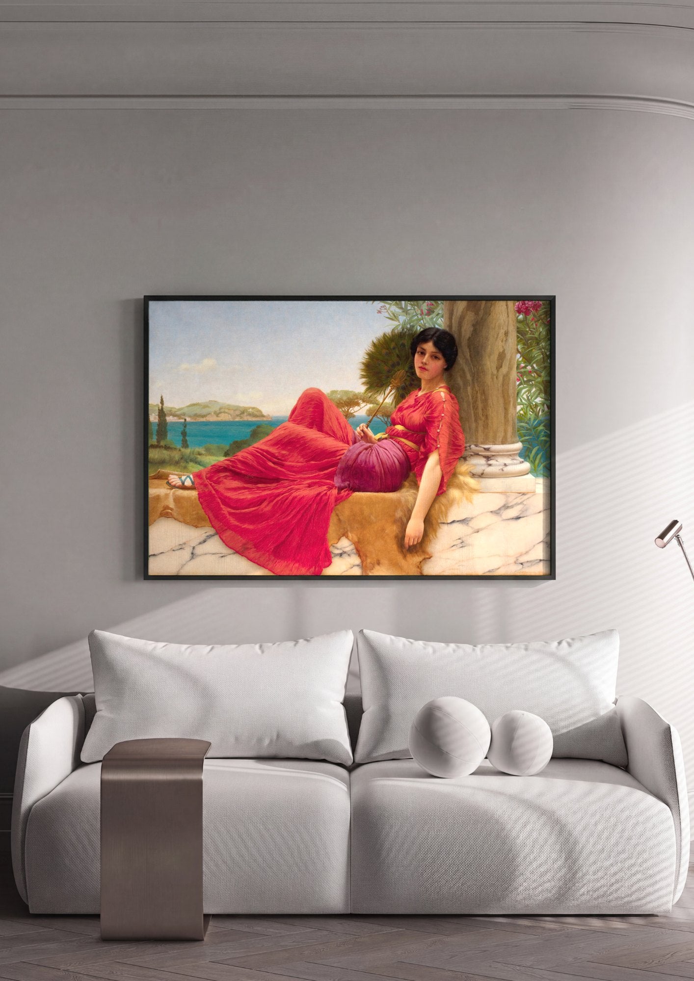 Quadro Decorativo A Pose Preguiçosa - John William Godward | quadro emoldurado na parede