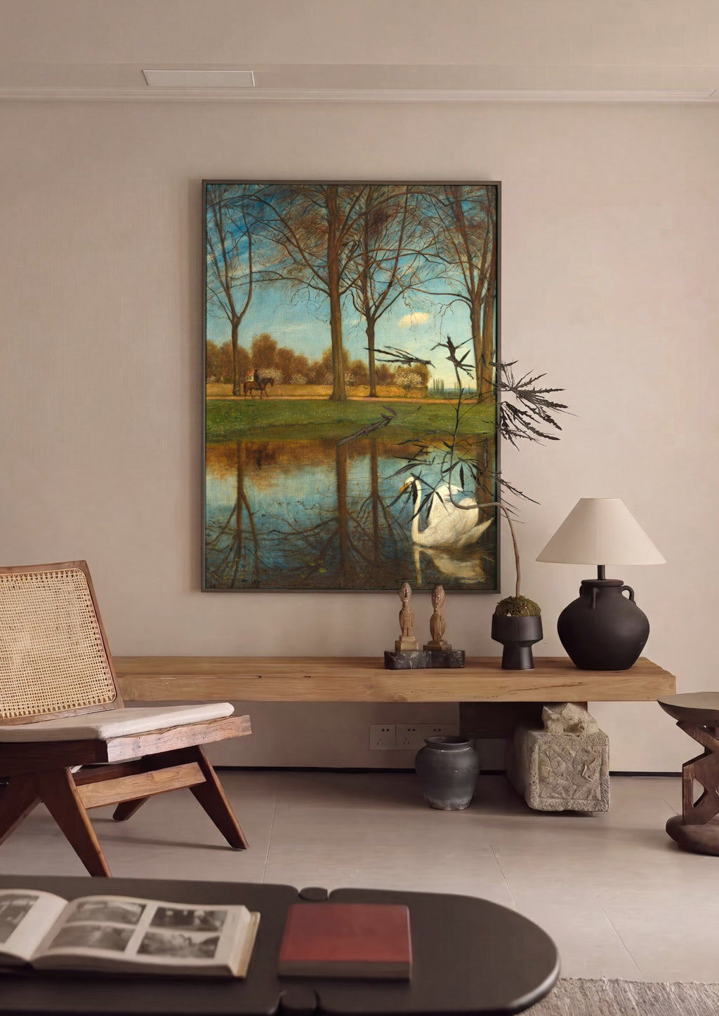 Quadro Decorativo A Lagoa dos Cisnes - Hans Thoma | quadro emoldurado na parede
