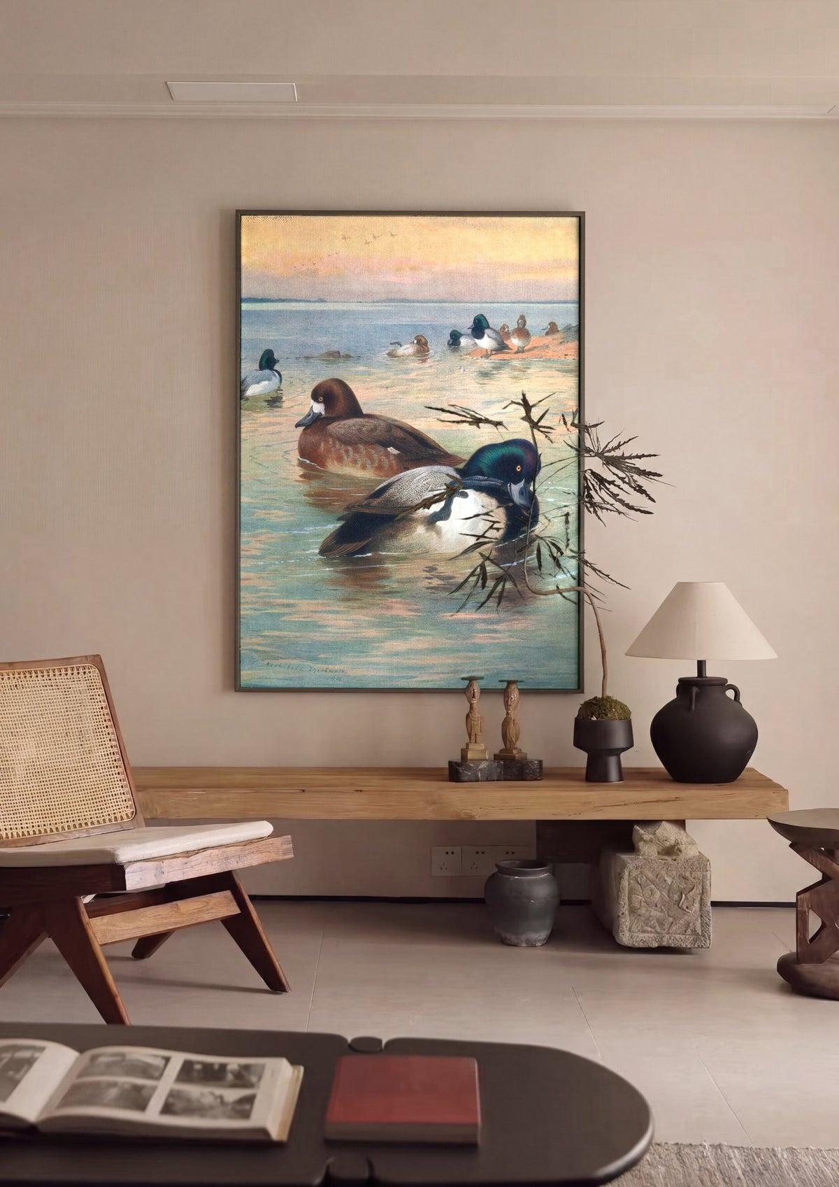 Quadro Decorativo Patos no Lago - Thorburn | quadro emoldurado na parede