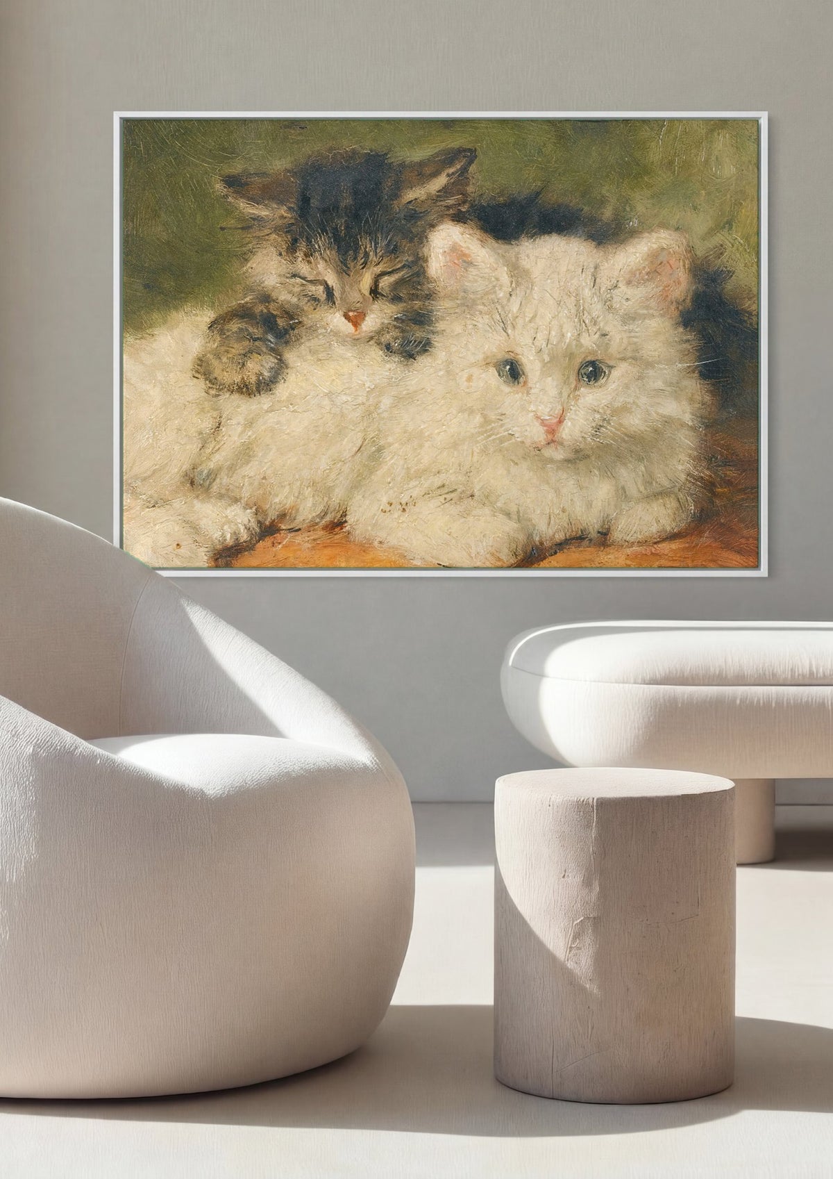 Quadro Decorativo Gatinhos Adoráveis - Henriëtte Ronner Knip | quadro emoldurado na parede