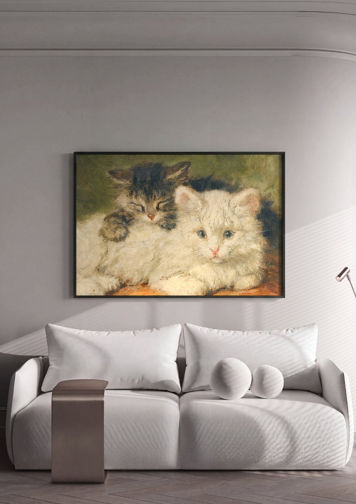 Quadro Decorativo Gatinhos Adoráveis - Henriëtte Ronner Knip | quadro emoldurado na parede