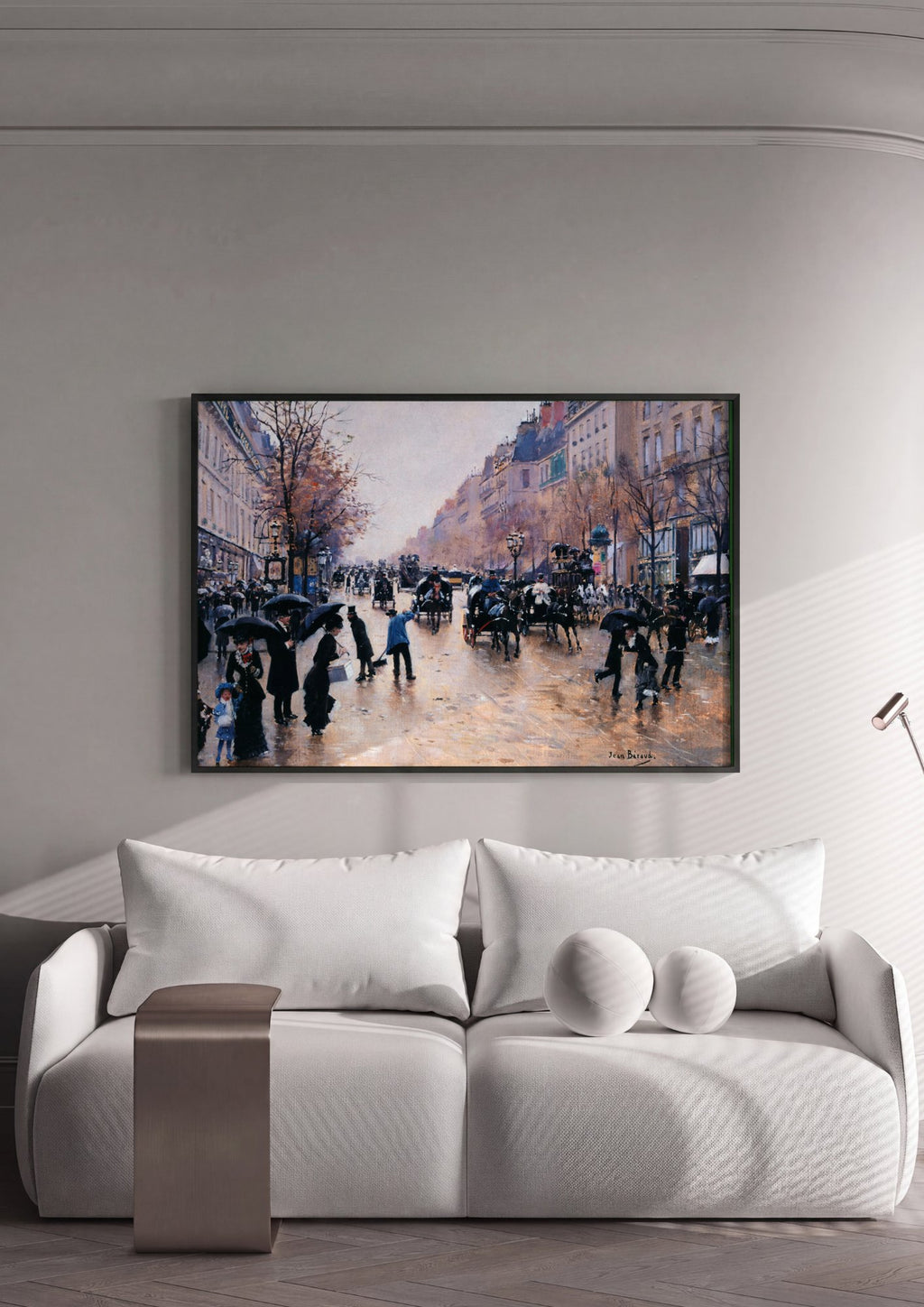 Quadro Decorativo Paris Sob Chuva - Jean Béraud em ambiente decorado