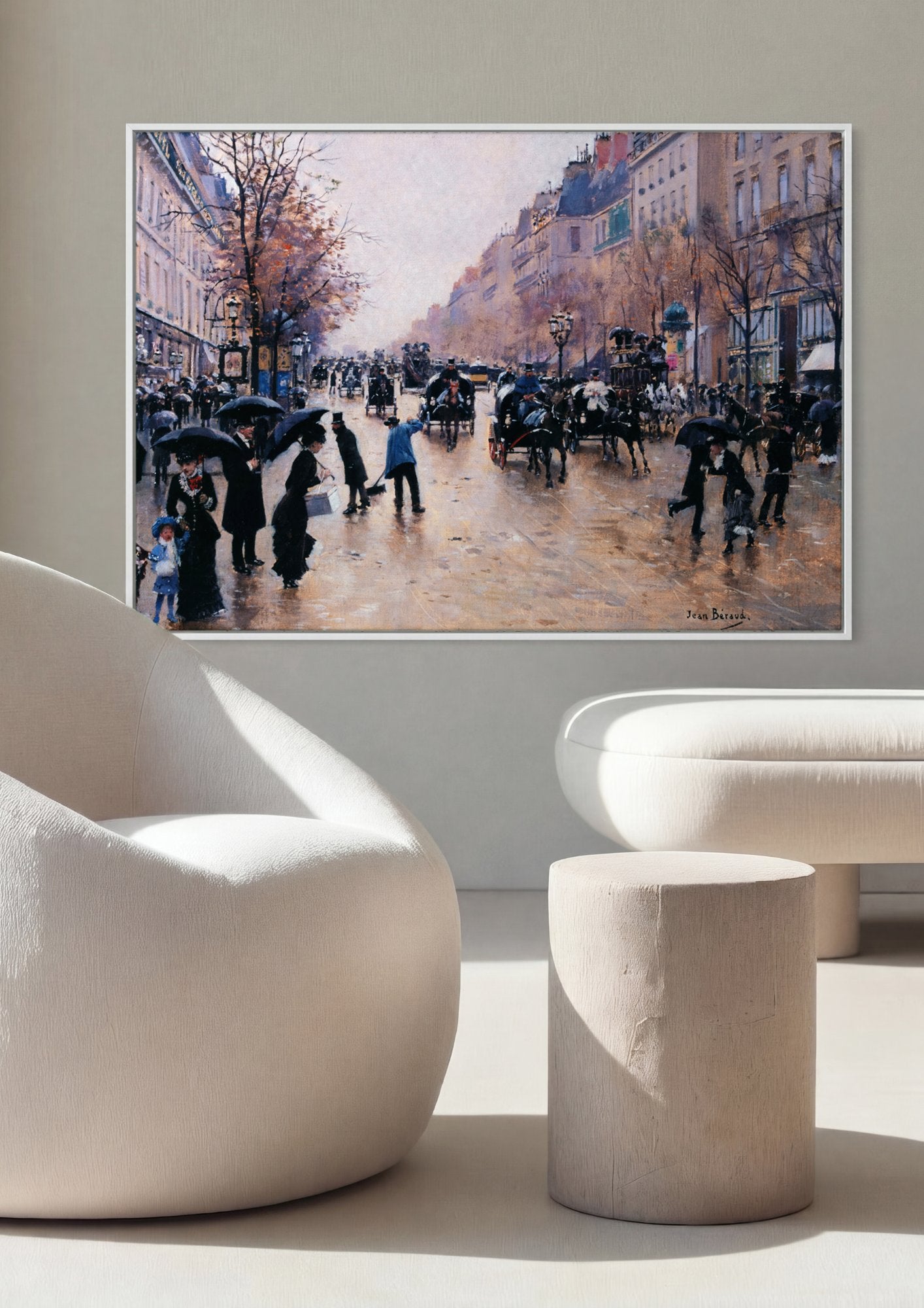 Quadro Decorativo Paris Sob Chuva - Jean Béraud em ambiente decorado