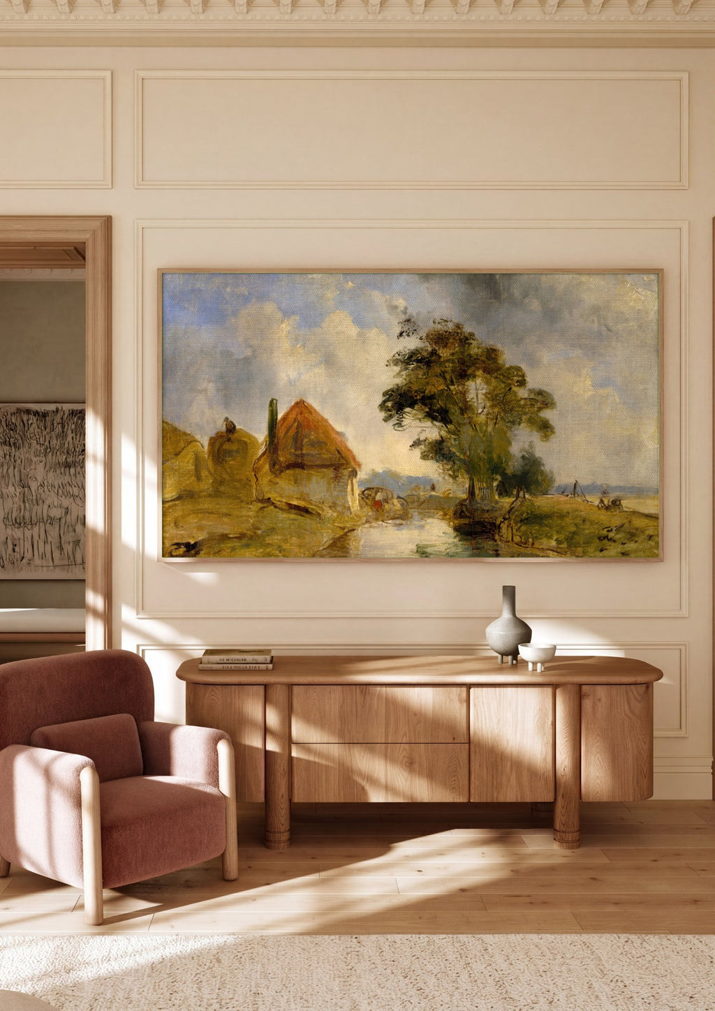 Quadro Decorativo Campo Holandês - Johan Barthold Jongkind em ambiente decorado