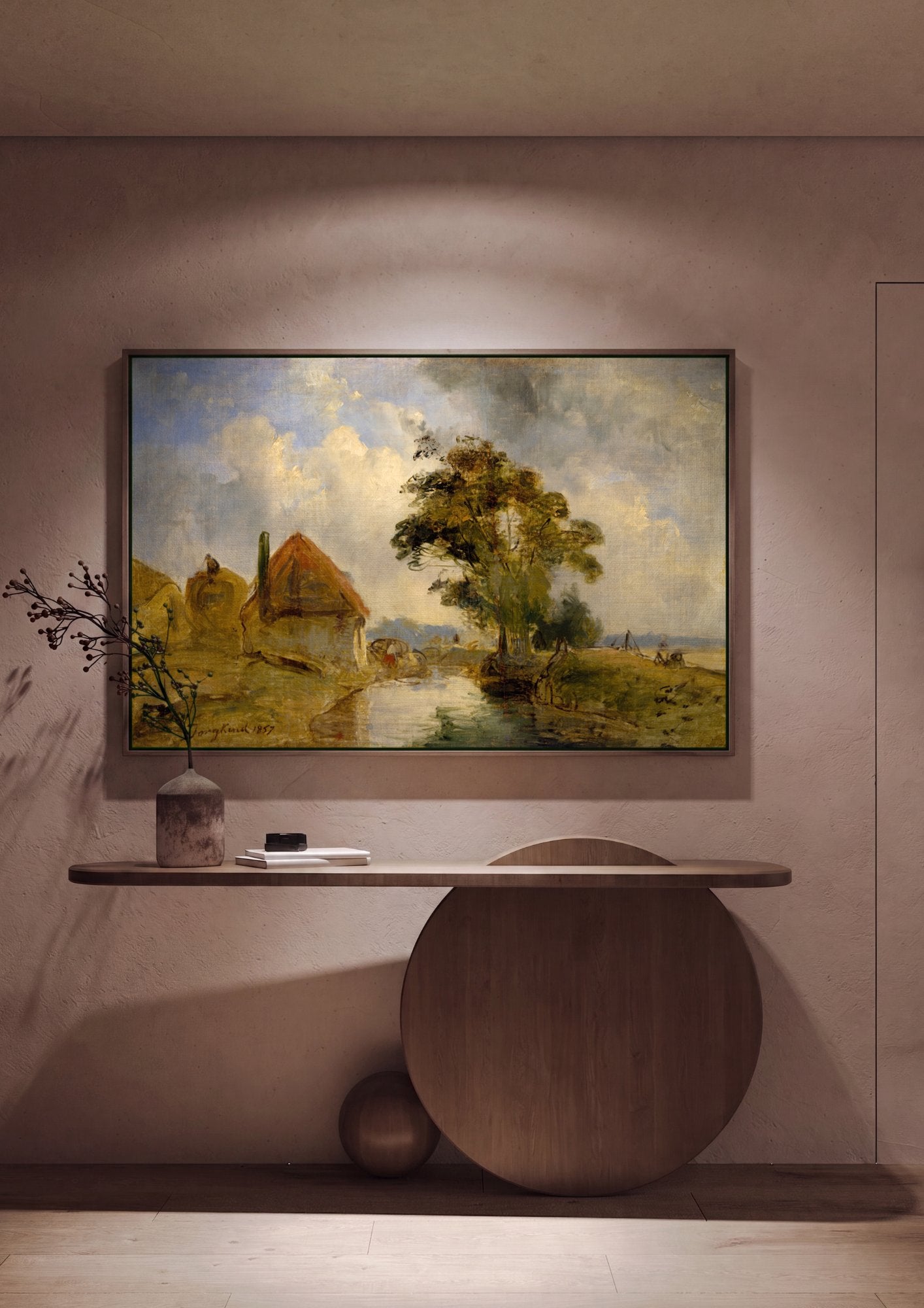 Quadro Decorativo Campo Holandês - Johan Barthold Jongkind em ambiente decorado