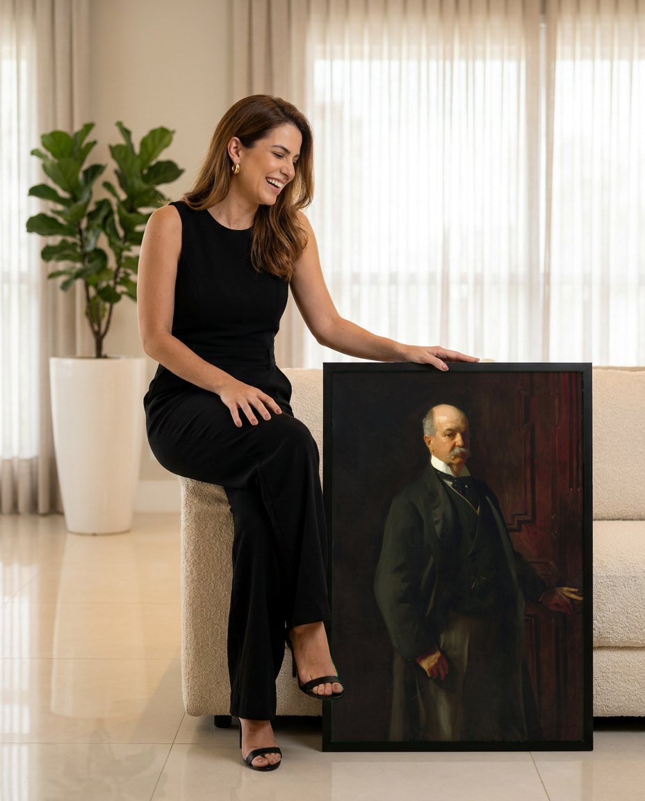 Quadro Decorativo: Retrato de Homem - John Singer Sargent | modelo apresentando o quadro emoldurado