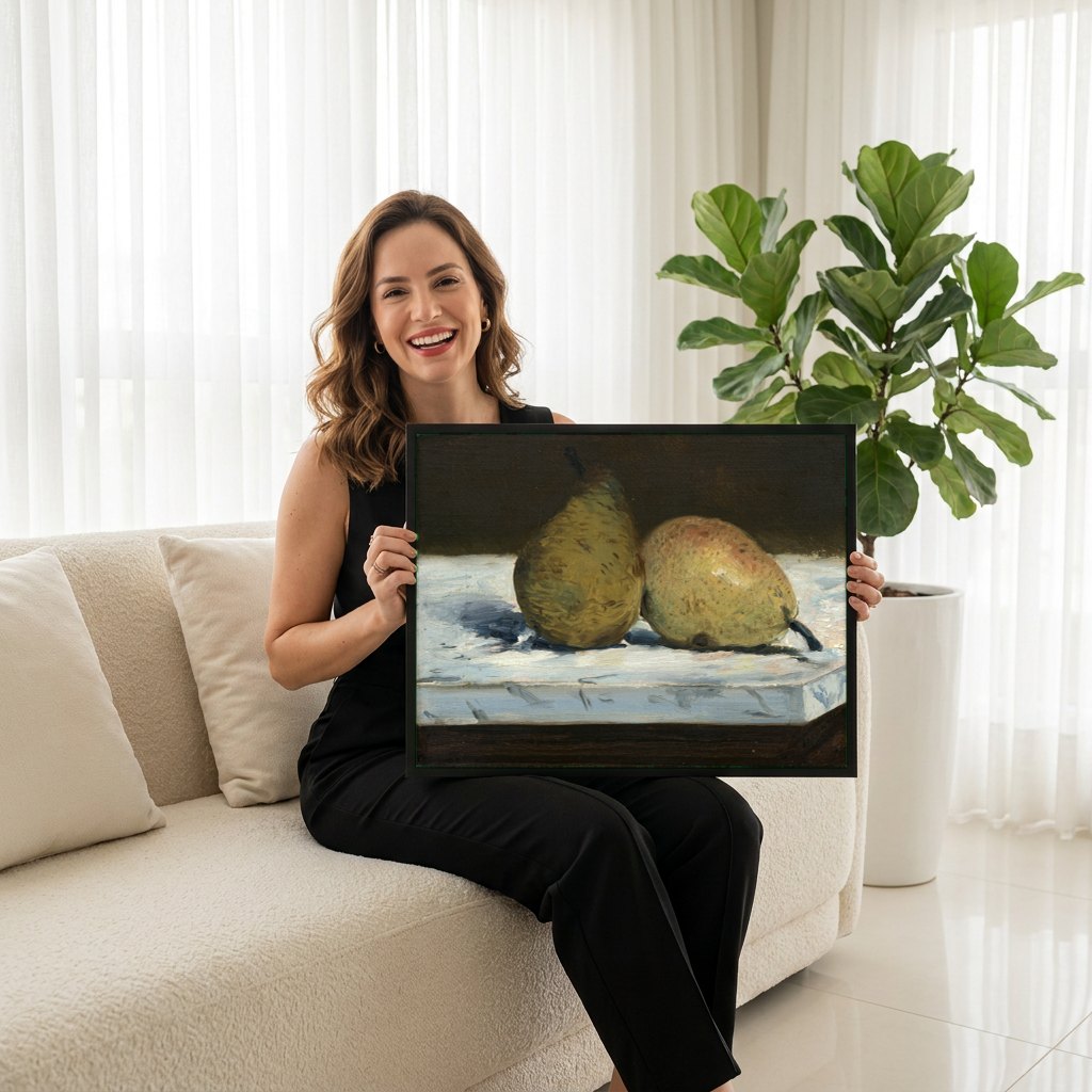 Quadro Decorativo Duas Peras - Edouard Manet | modelo apresentando o quadro emoldurado