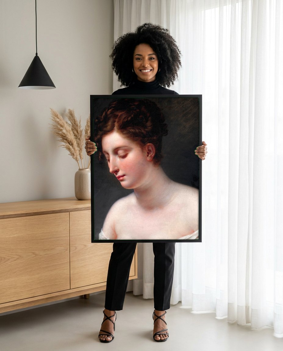 Quadro Decorativo Mademoiselle Lange - Anne-Louis Girodet | modelo apresentando o quadro emoldurado