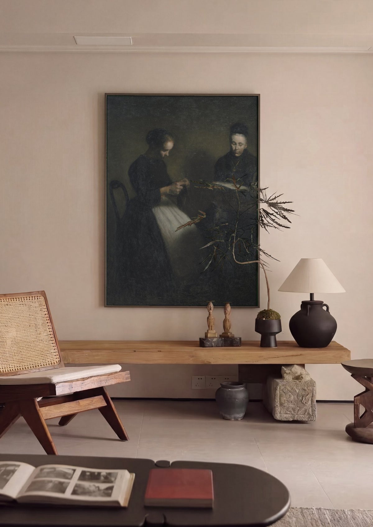 Quadro Decorativo Duas Mulheres em um Interior - Vilhelm Hammershøi | quadro emoldurado na parede