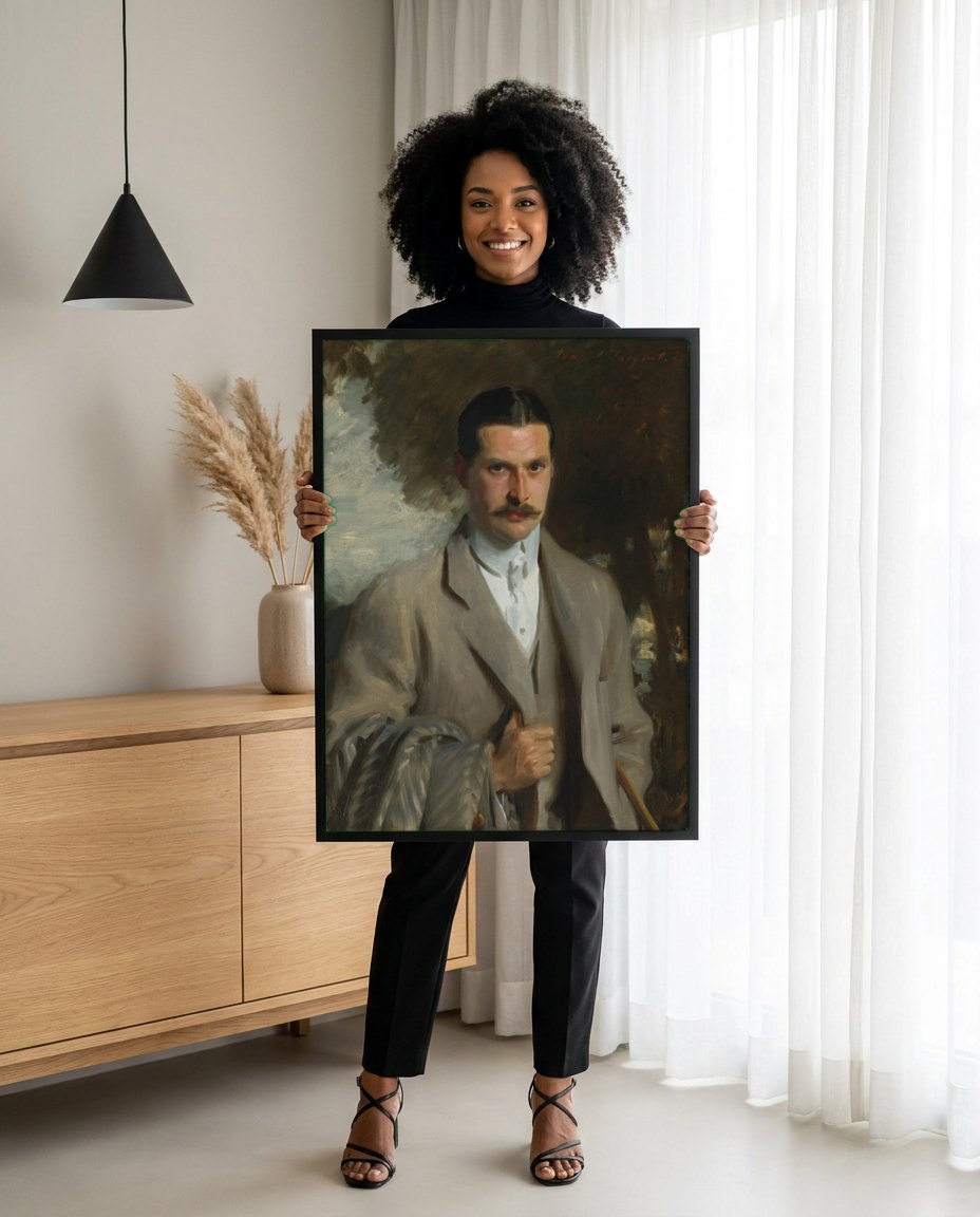 Quadro Decorativo Retrato Masculino - John Singer Sargent | modelo apresentando o quadro emoldurado