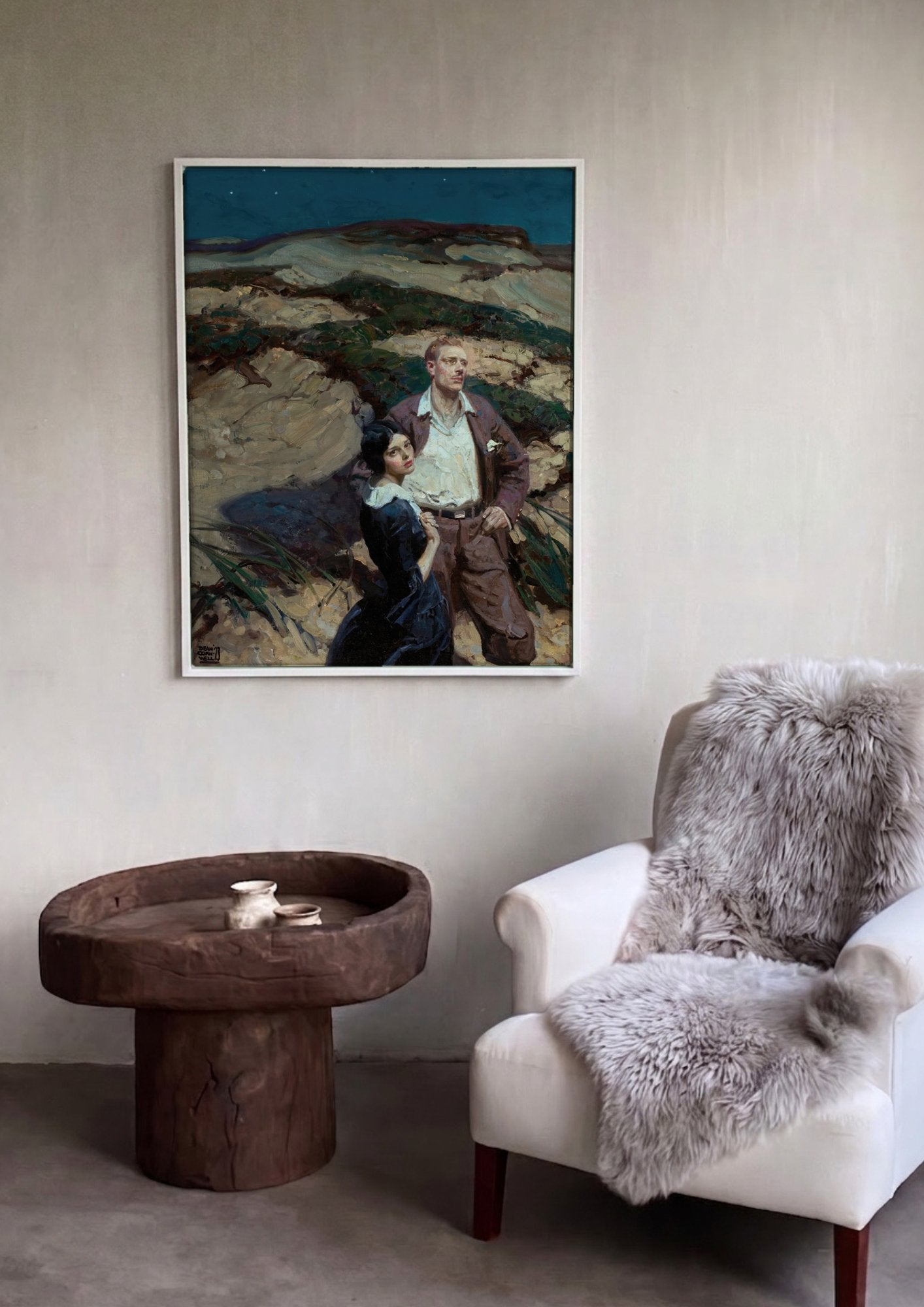 Quadro Decorativo 'Sob as Estrelas' - Dean Cornwell em ambiente decorado
