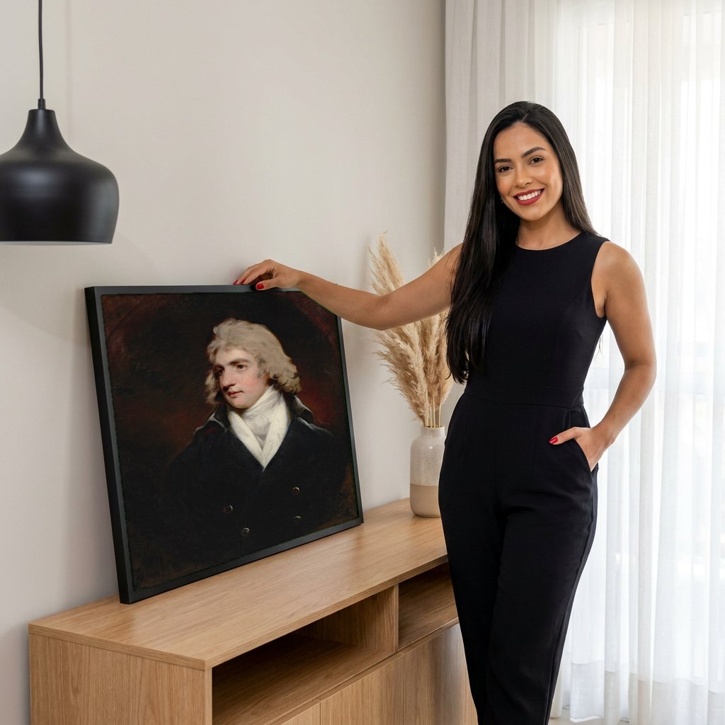 Quadro Decorativo Retrato de Jovem - John Hoppner | modelo apresentando o quadro emoldurado