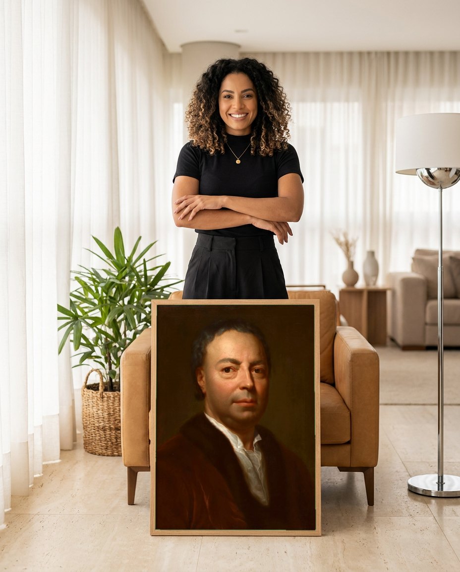 Quadro Decorativo Retrato de Homem - Anton Raphael Mengs | modelo apresentando o quadro emoldurado