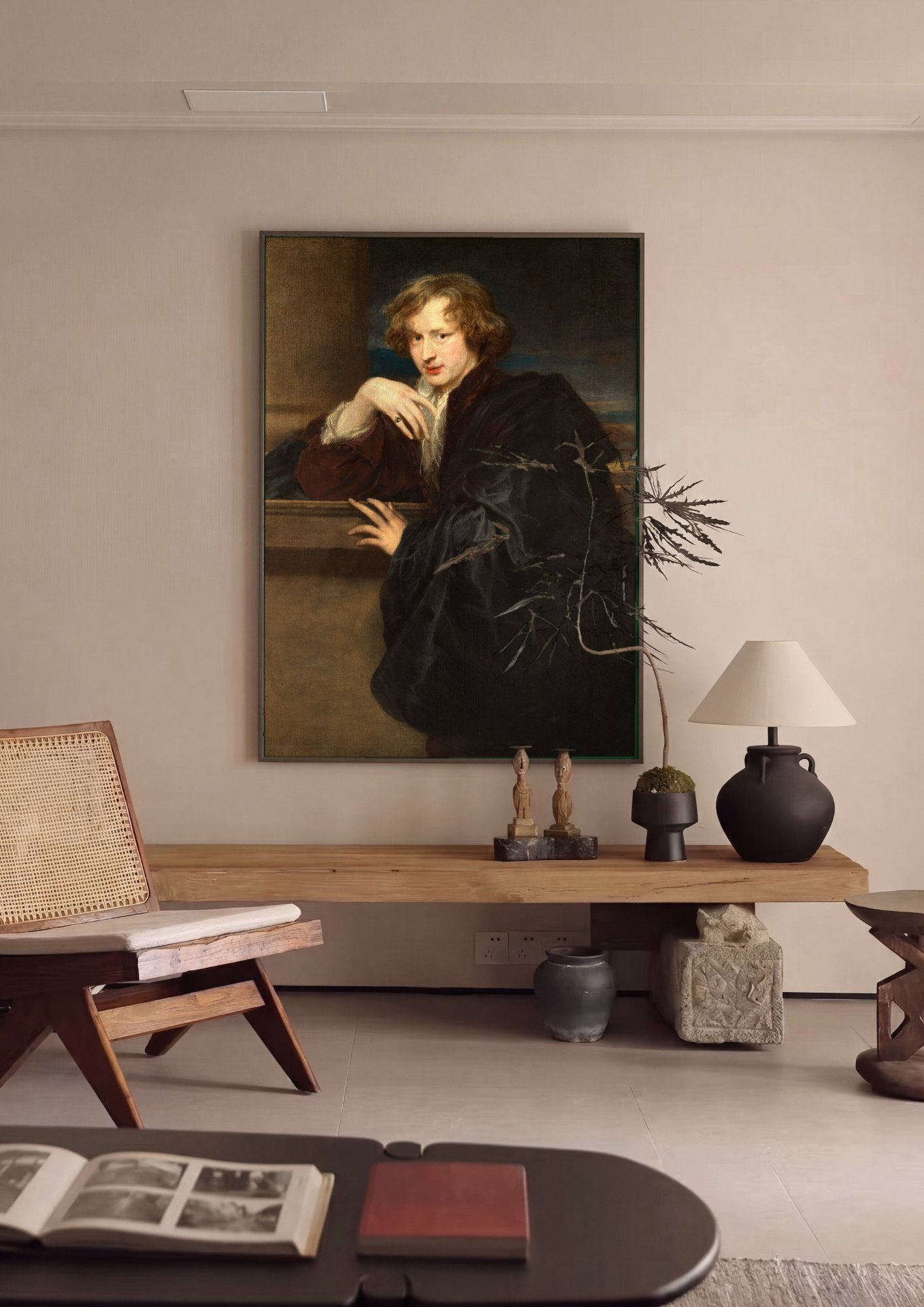 Quadro Decorativo Retrato de Jovem - Van Dyck em ambiente decorado